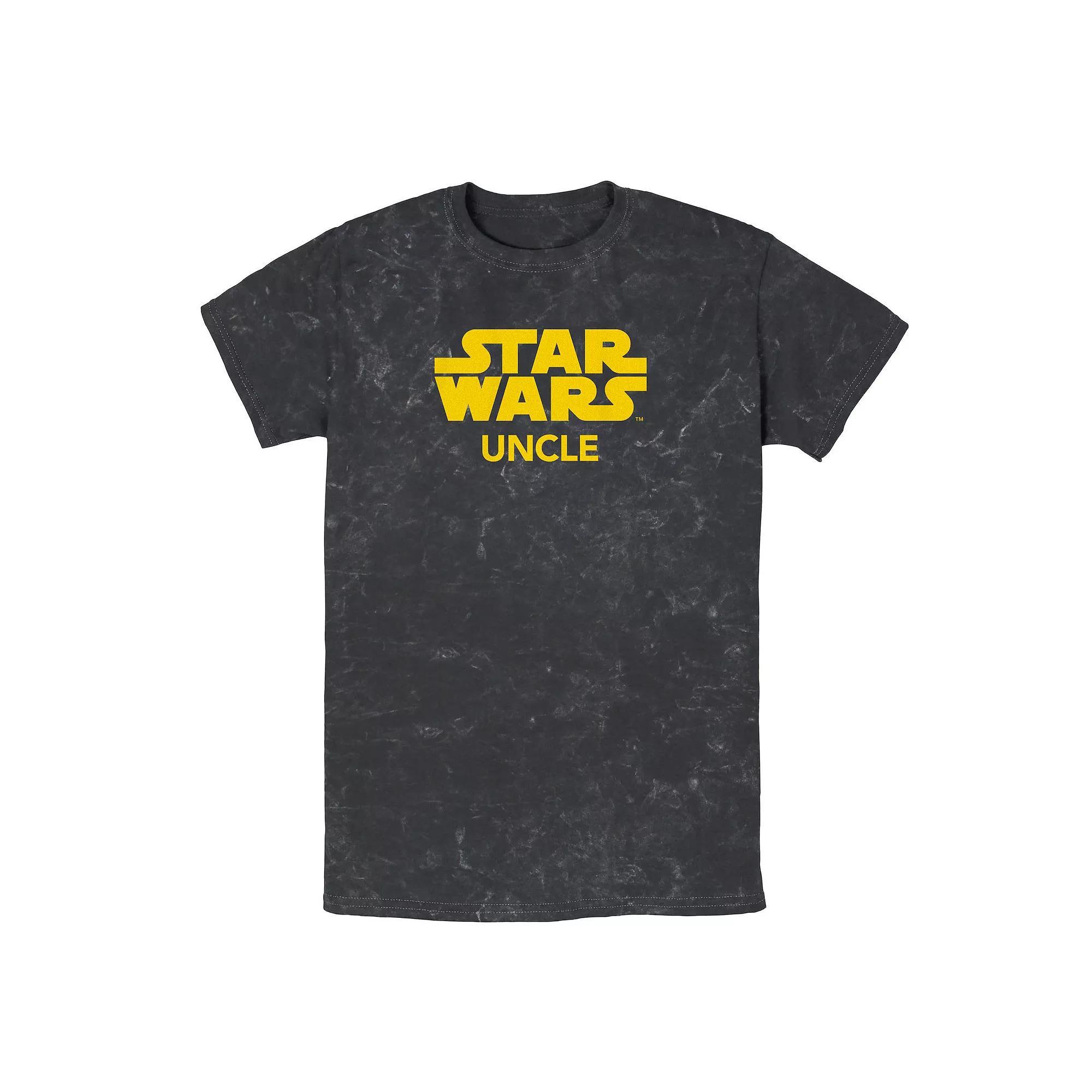 Men's Star Wars Uncle Classic Title Logo Mineral Wash Graphic Tee, Size: Medium, Black Product Image