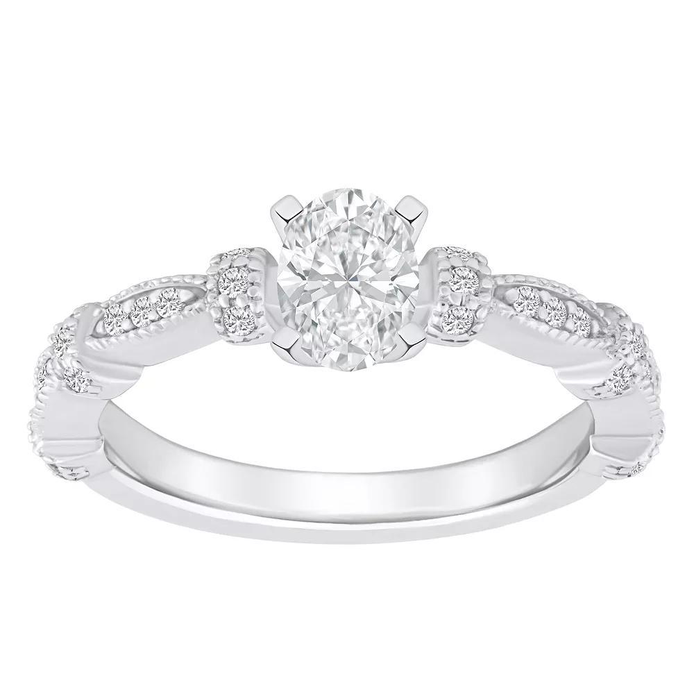 Alyson Layne 14k Gold 1/2 Carat T.W. Diamond Oval Engagement Ring, Women's, Size: 7.50, White Gold Product Image