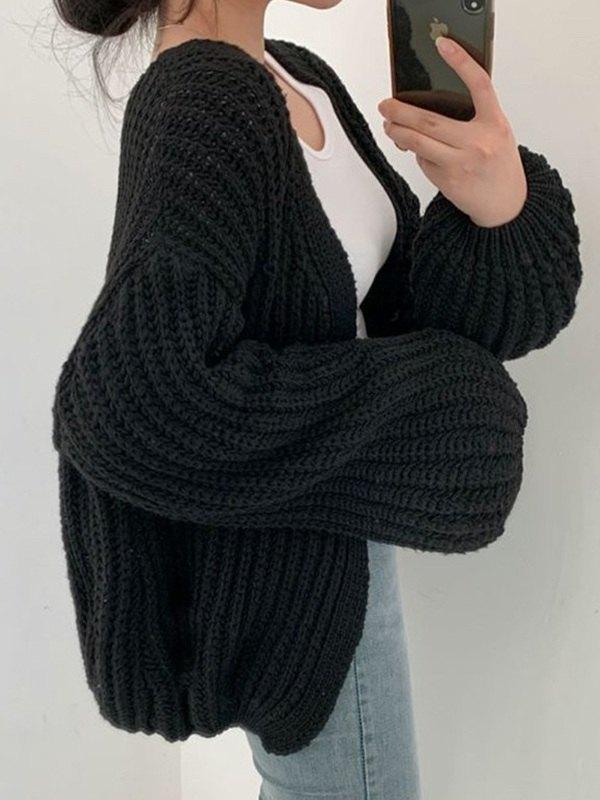 Open Front Long Sleeve Knit Cardigan Product Image