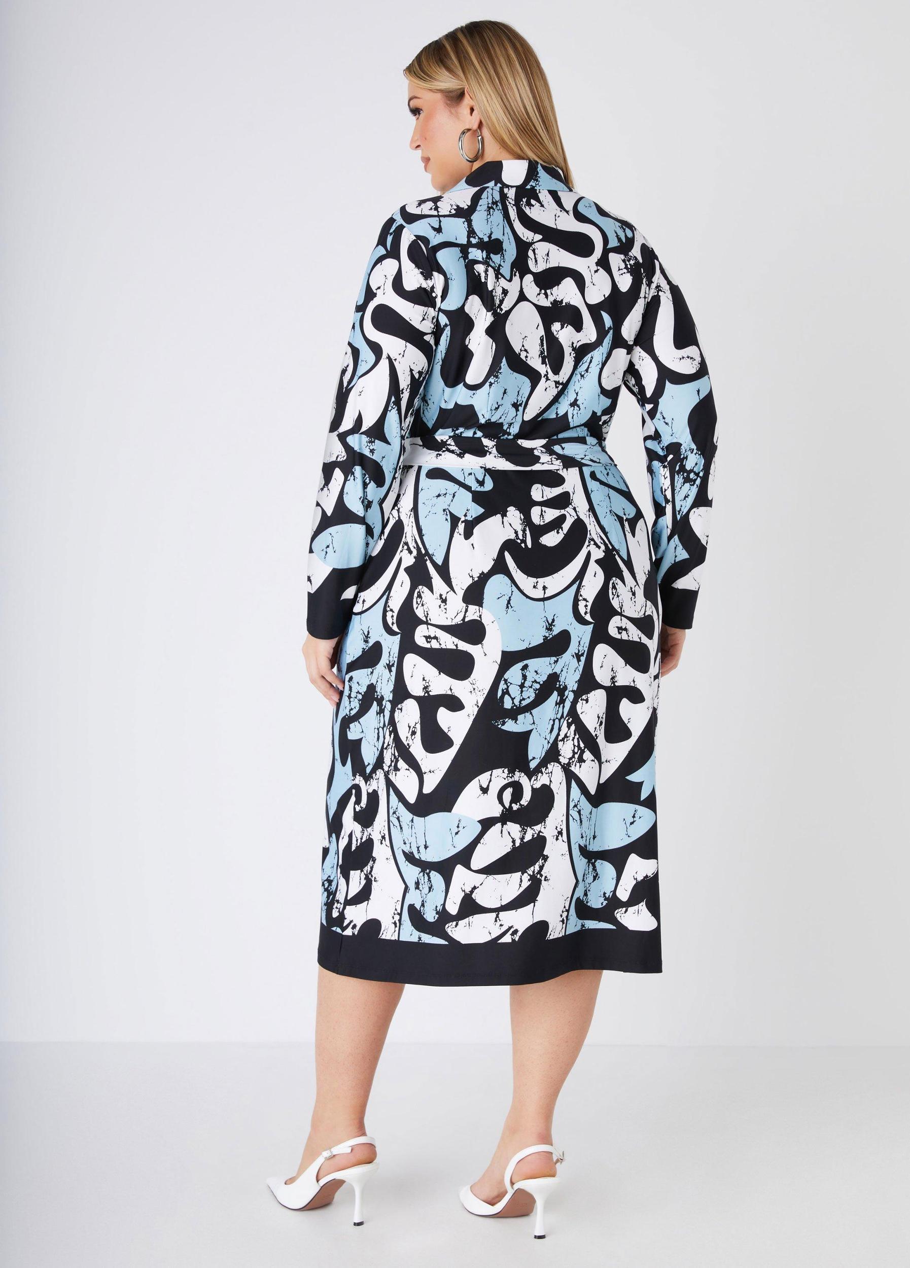 Abstract Print Knitted Shirtdress Product Image