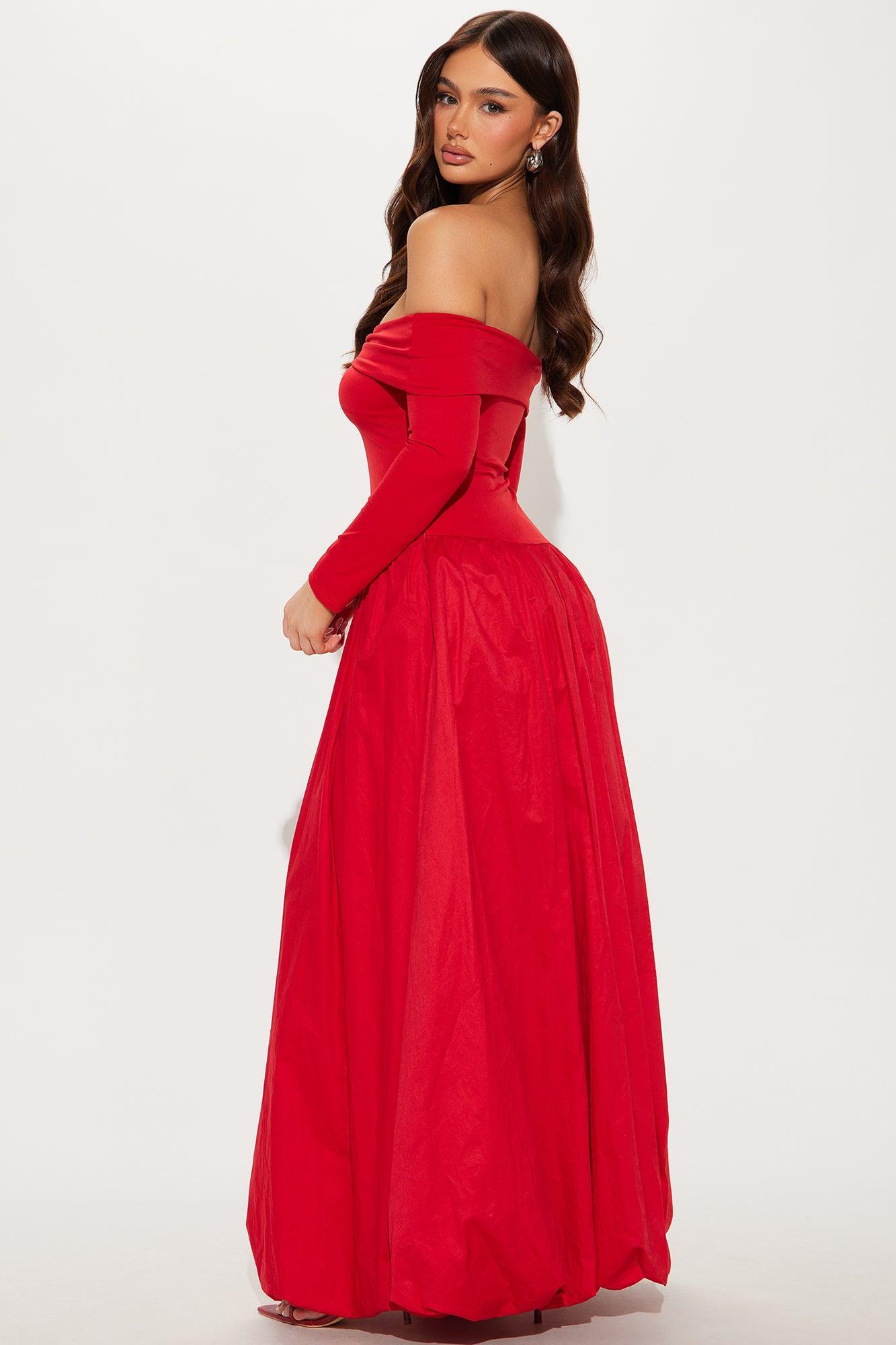 Melanie Poplin Maxi Dress - Red Product Image