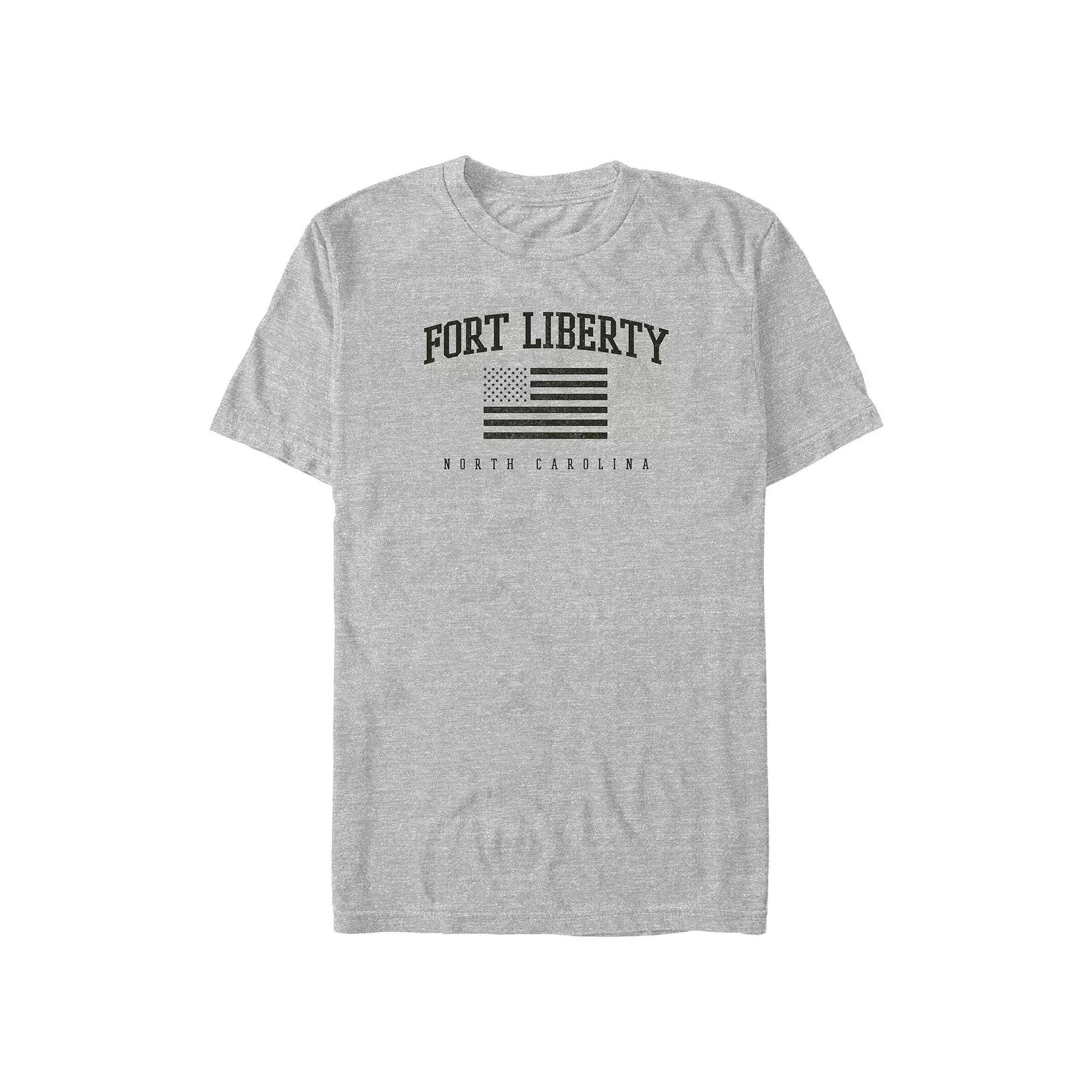 Big & Tall Fort Liberty USA Flag N.C. Graphic Tee, Mens Athletic Grey Product Image
