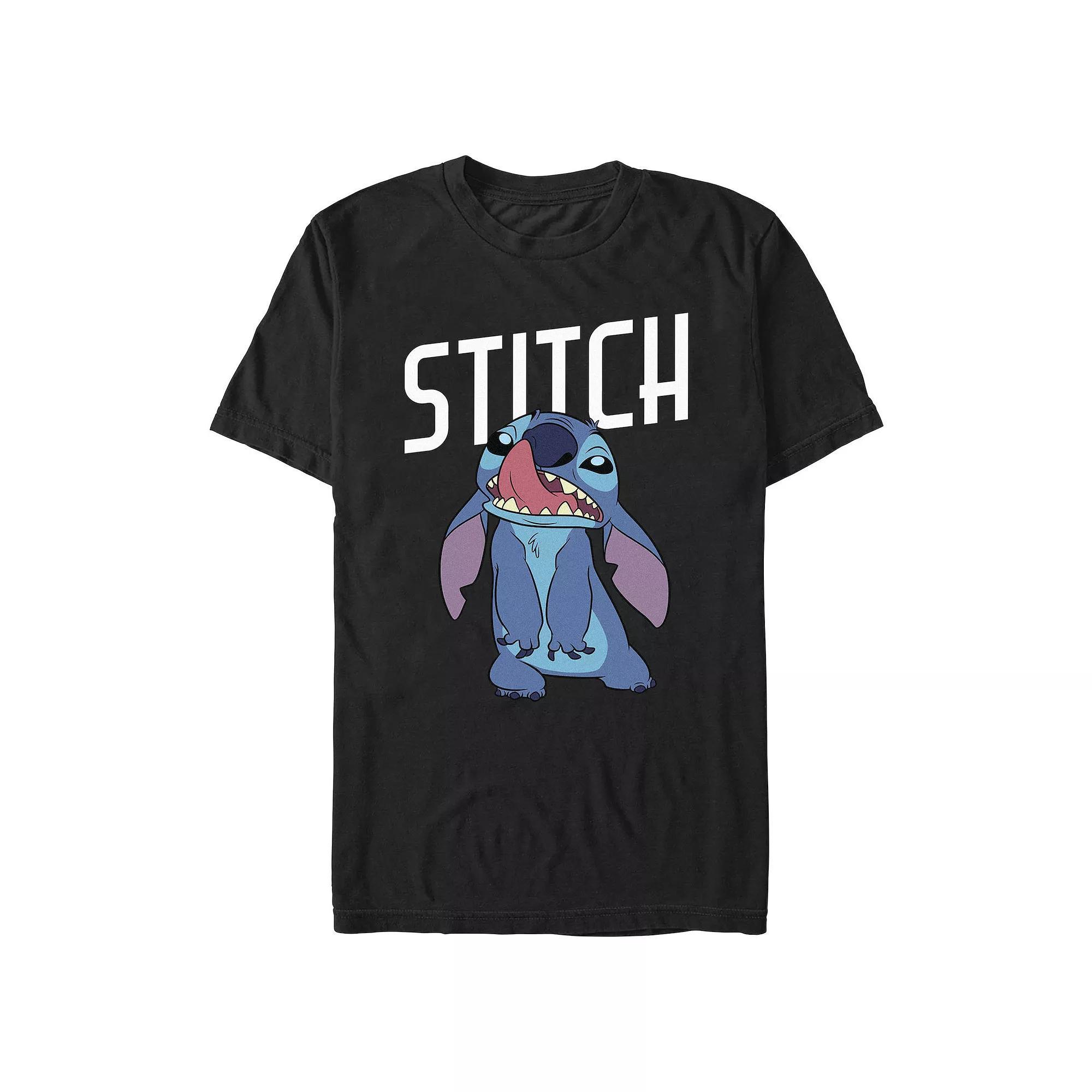 Disney's Lilo & Stitch Silly Face Stitch Men's Graphic Tee, Size: Large, Black Product Image