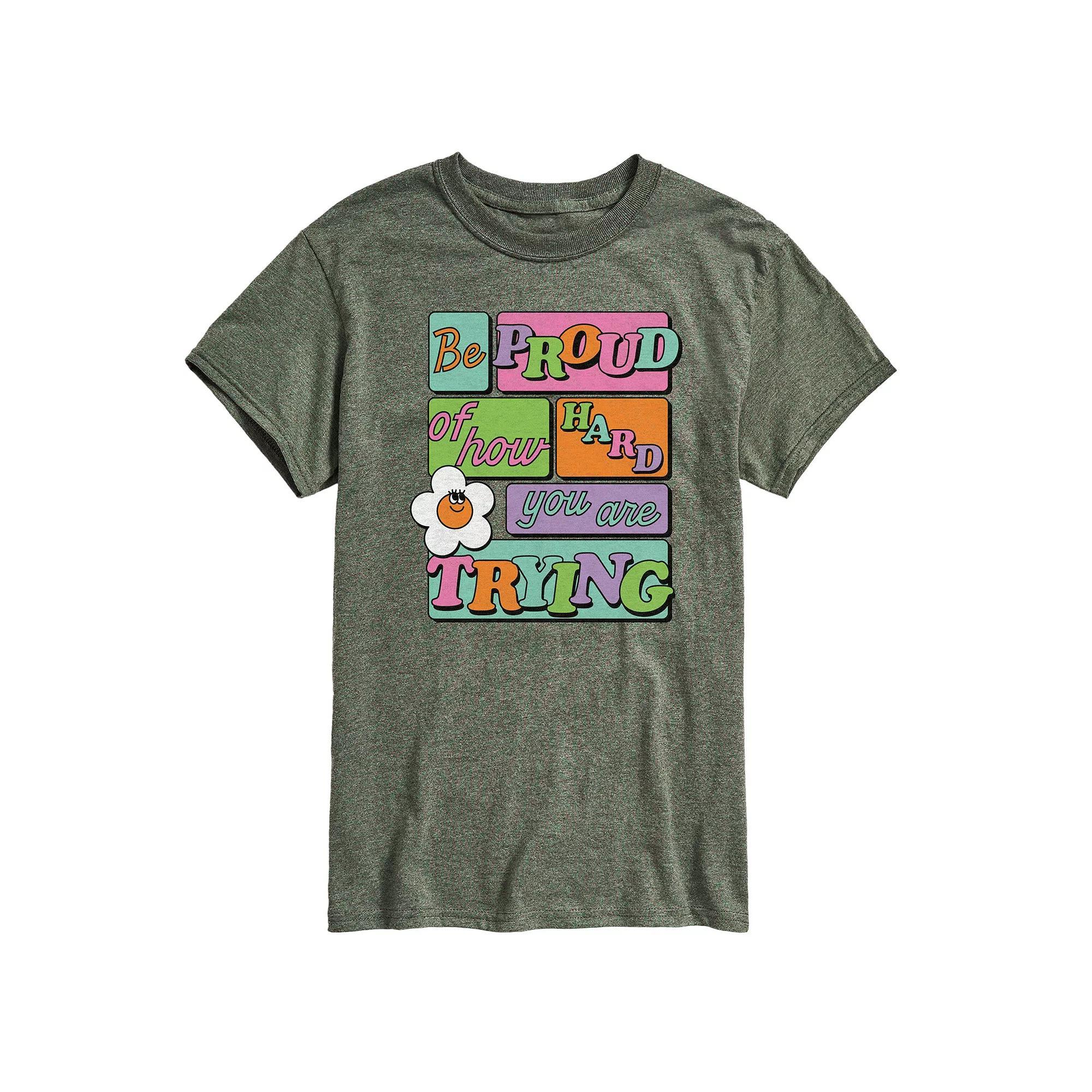 Mens Be Proud Of How Hard You Are Trying Graphic Tee Grey Gray Product Image