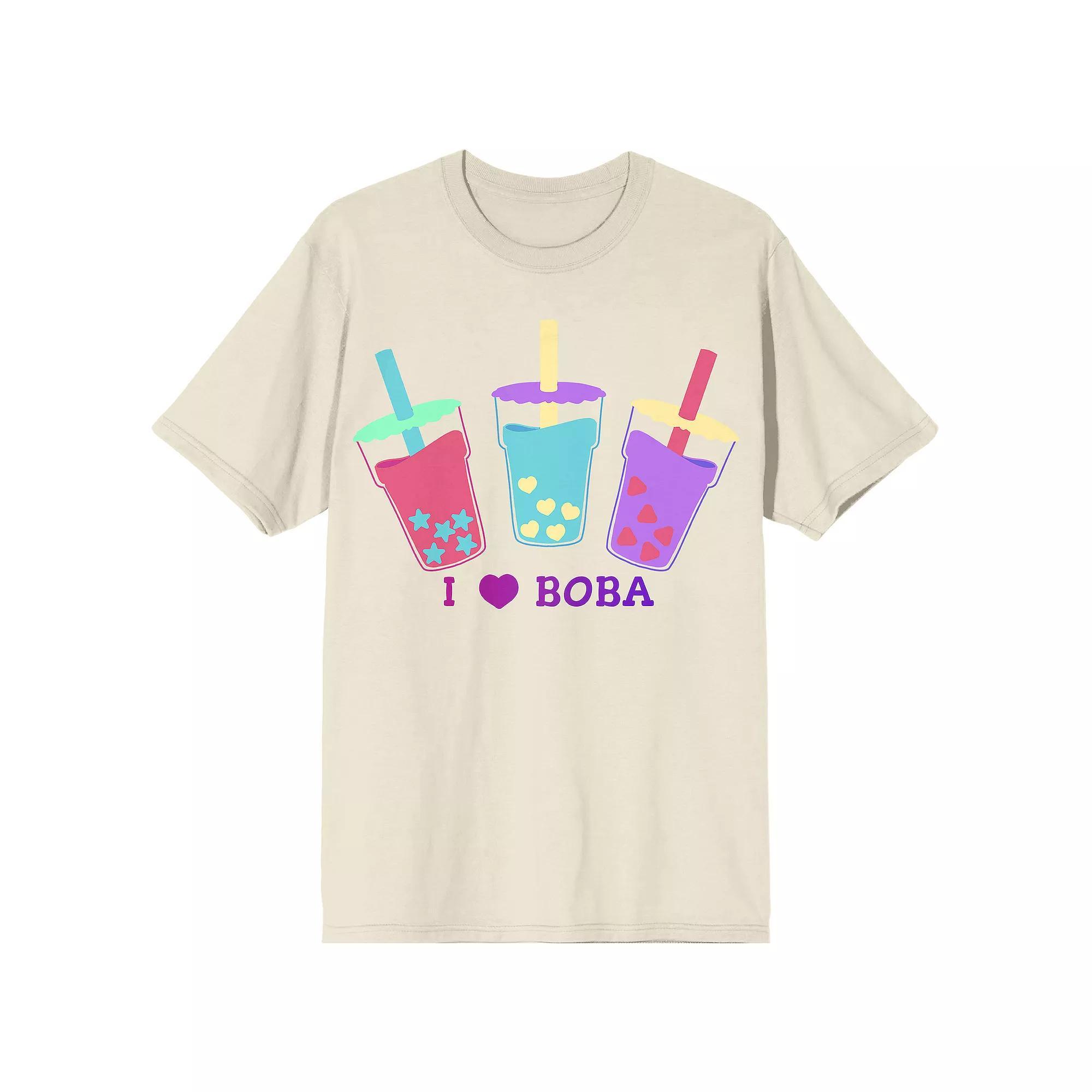 Men's Bobadorable I Love Boba Tea Tee, Size: Medium, White Product Image