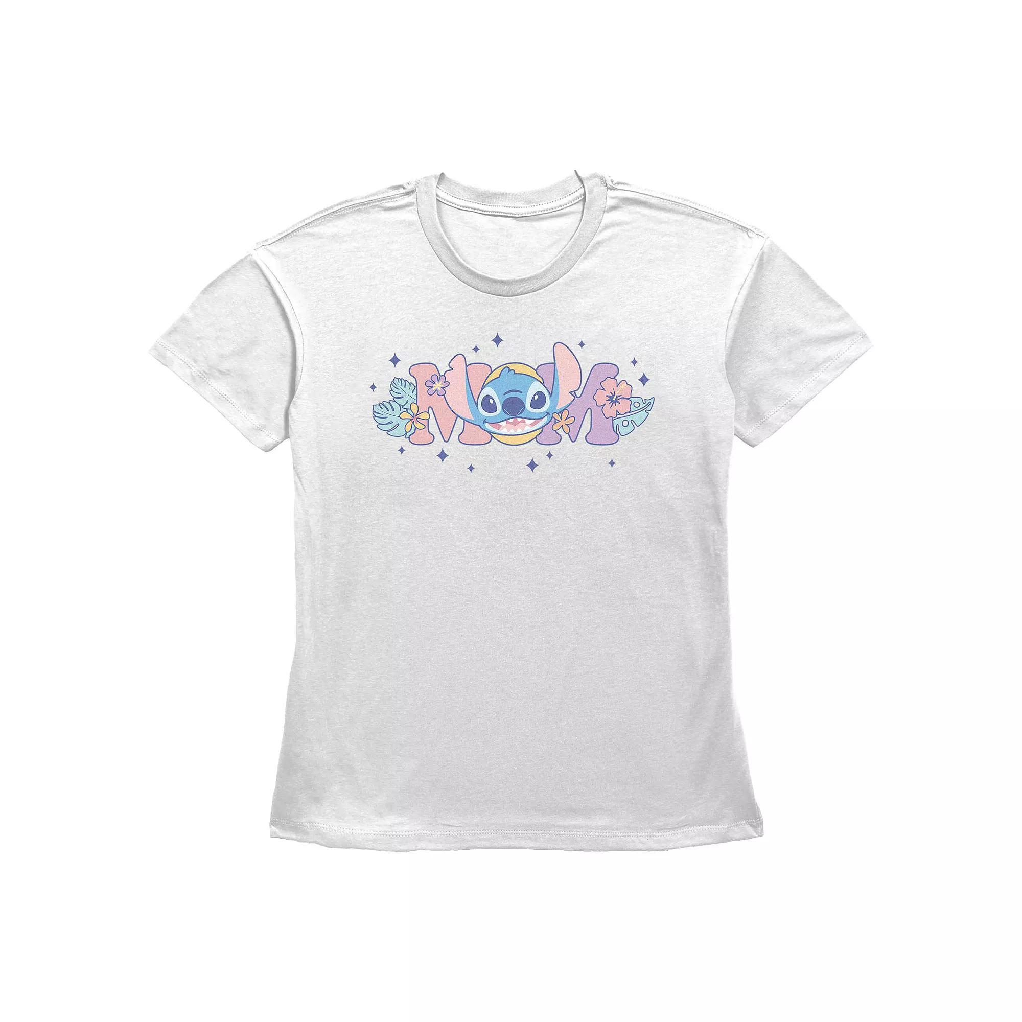 Disney's Lilo & Stitch Mom Floral Sign Women's Graphic Tee, Size: XXL, White Product Image