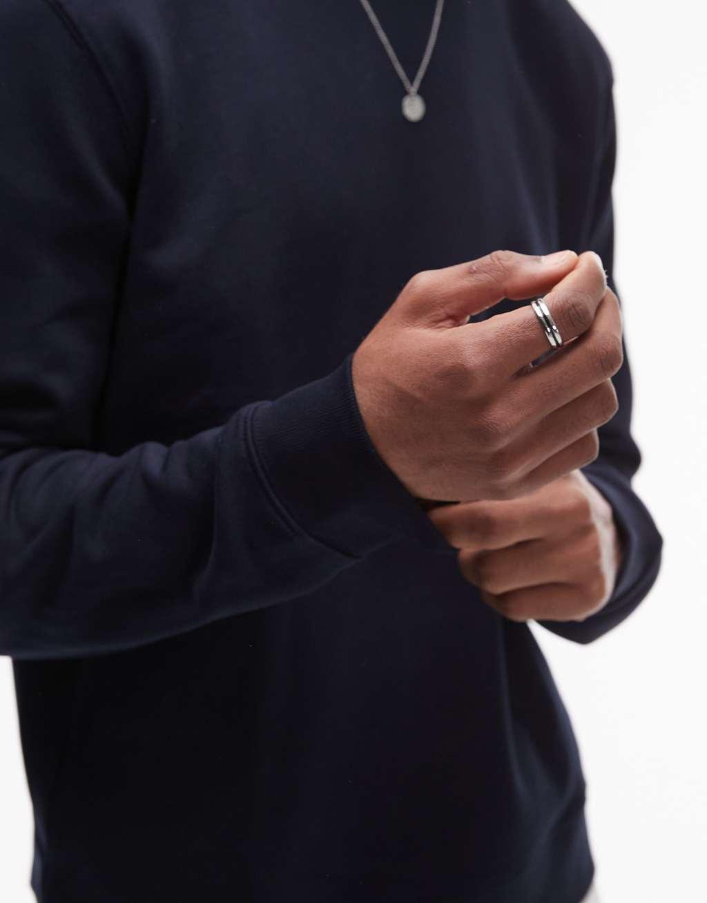 ARKET minimal jersey sweatshirt with crew neck in navy Product Image