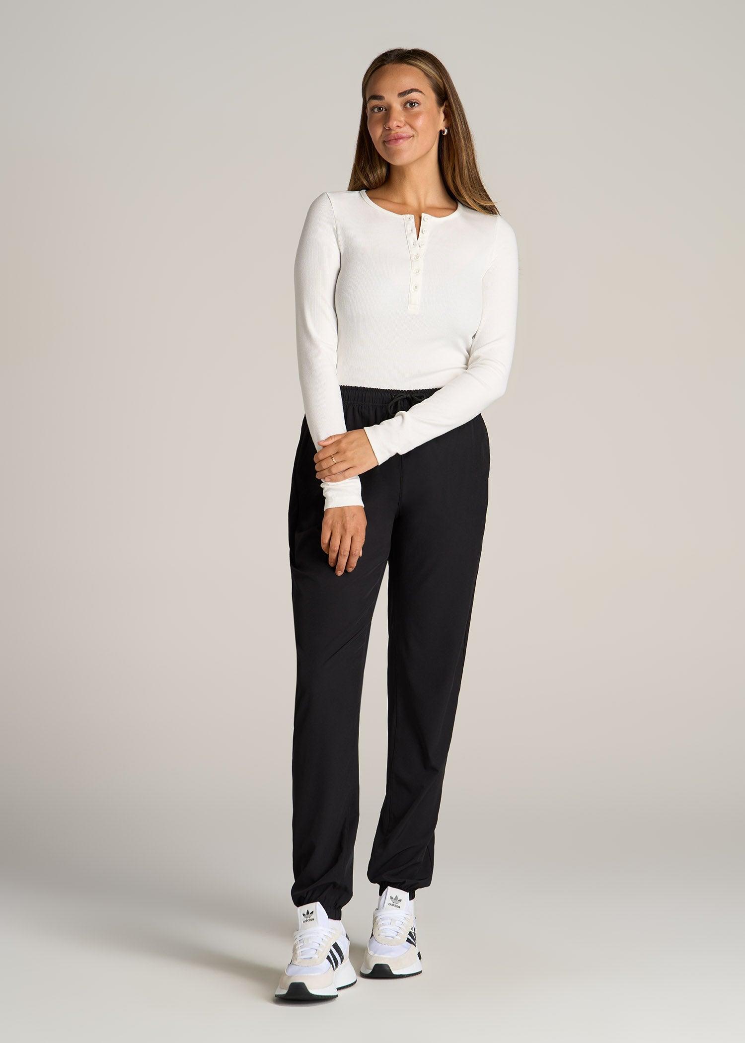 Long Sleeve Ribbed Crewneck Women's Tall Henley Shirt in Cream Female Product Image
