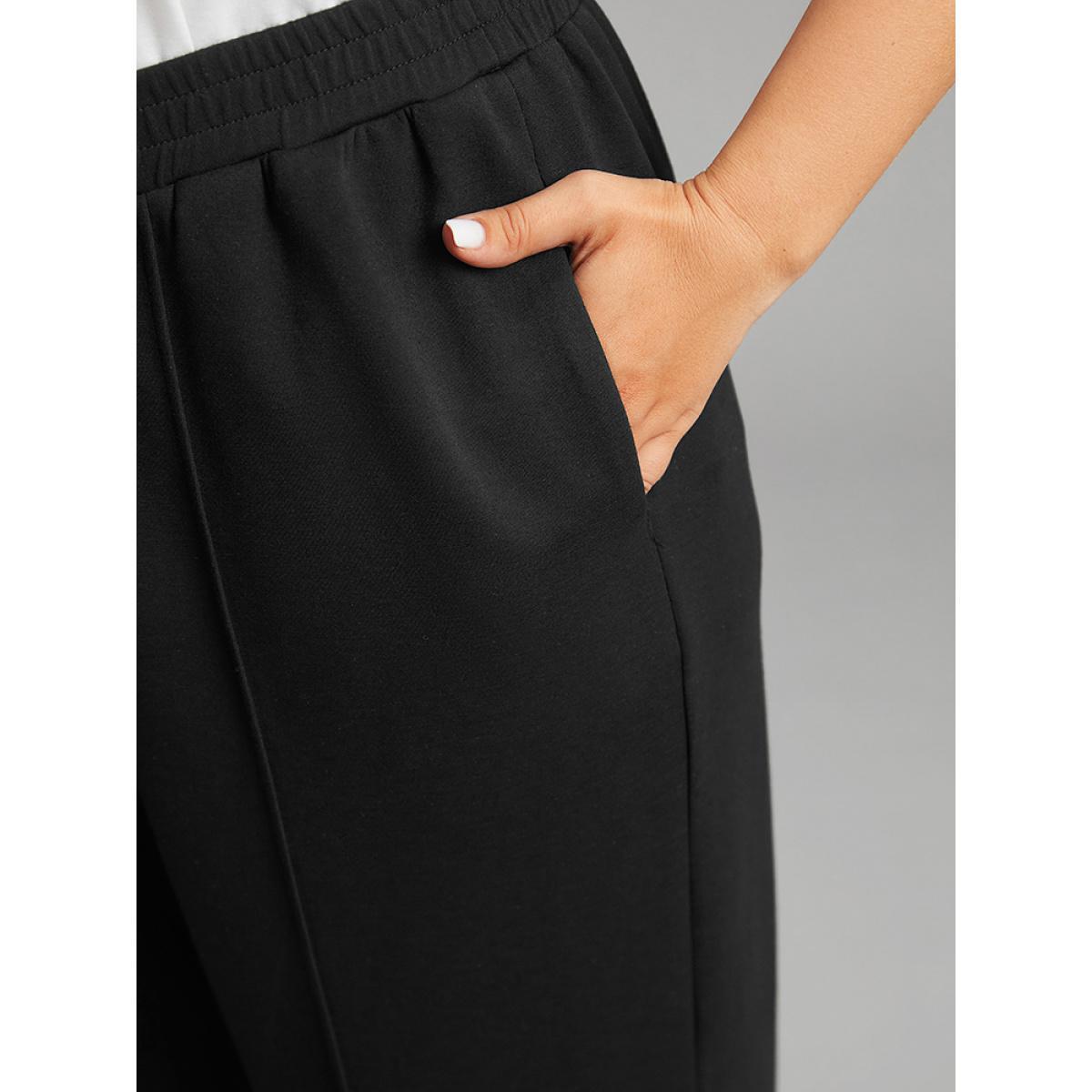 Supersoft Essentials Crossover Paperbag Waist Sweatpants Black Plus Size Women Casual Dailywear Plain 14-16/1X Bloomchic Product Image