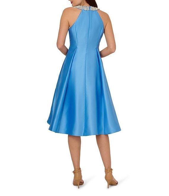 Adrianna Papell Beaded Halter Neck High-Low Hem A-Line Dress Product Image
