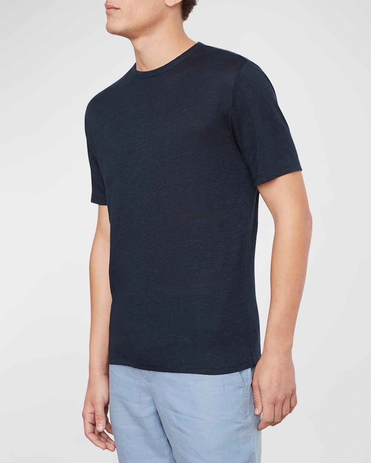 Mens Linen Crew Neck T-Shirt, Coastal Blue, Size S Vince Product Image