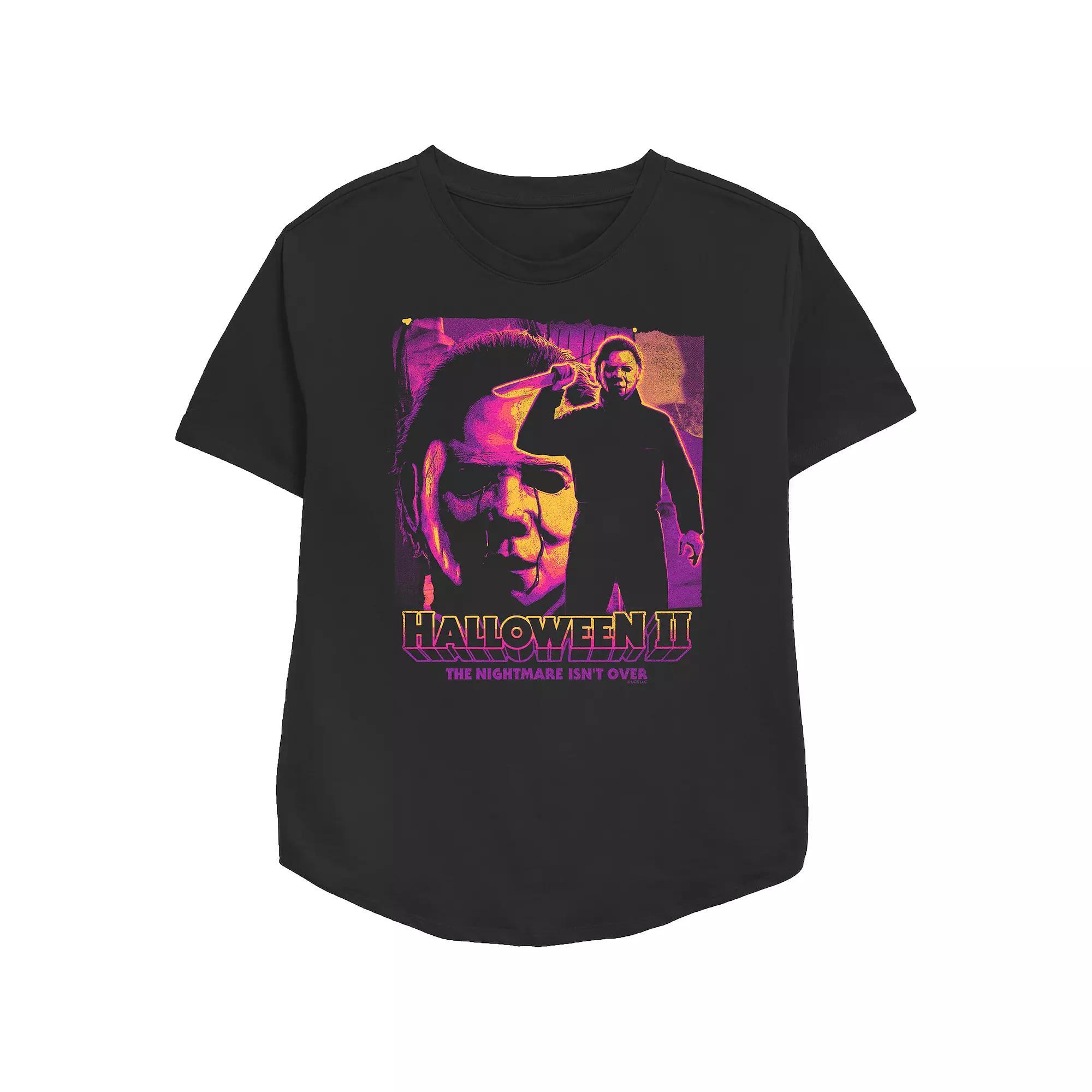 Women's Halloween II Michael Myers The Nightmare Isn't Over Relaxed Fit Graphic Tee, Size: Large, Black Product Image