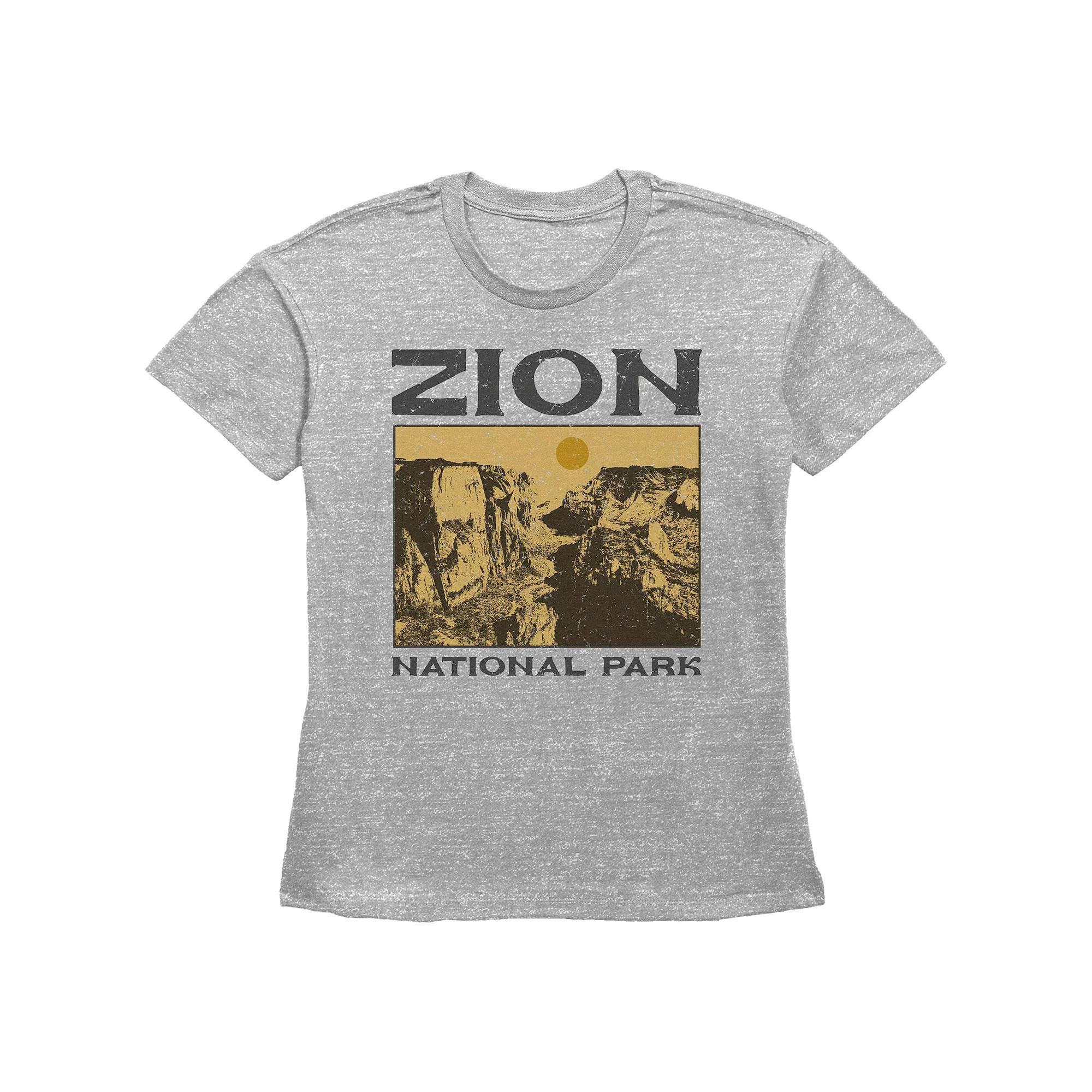 Women's Fifth Sun Zion National Park Landscape Short Sleeve Graphic Tee, Girl's, Size: Small, Grey Gray Product Image