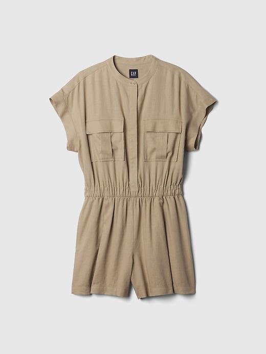 Linen-Blend Utility Romper Product Image