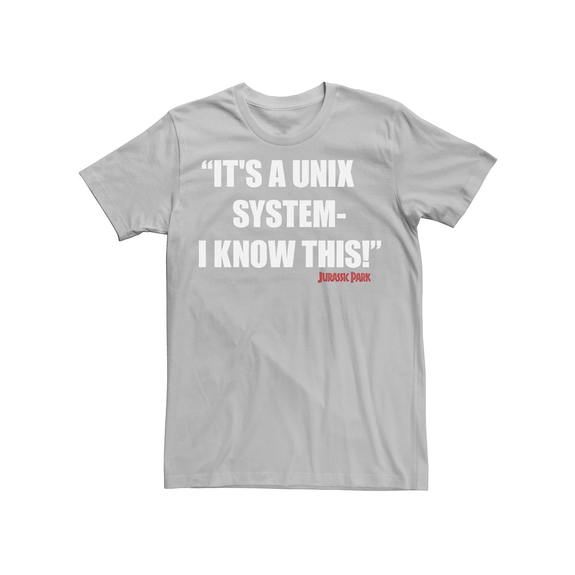 Men's Jurassic Park It's A Unix System Tee, Size: Medium, Silver Product Image
