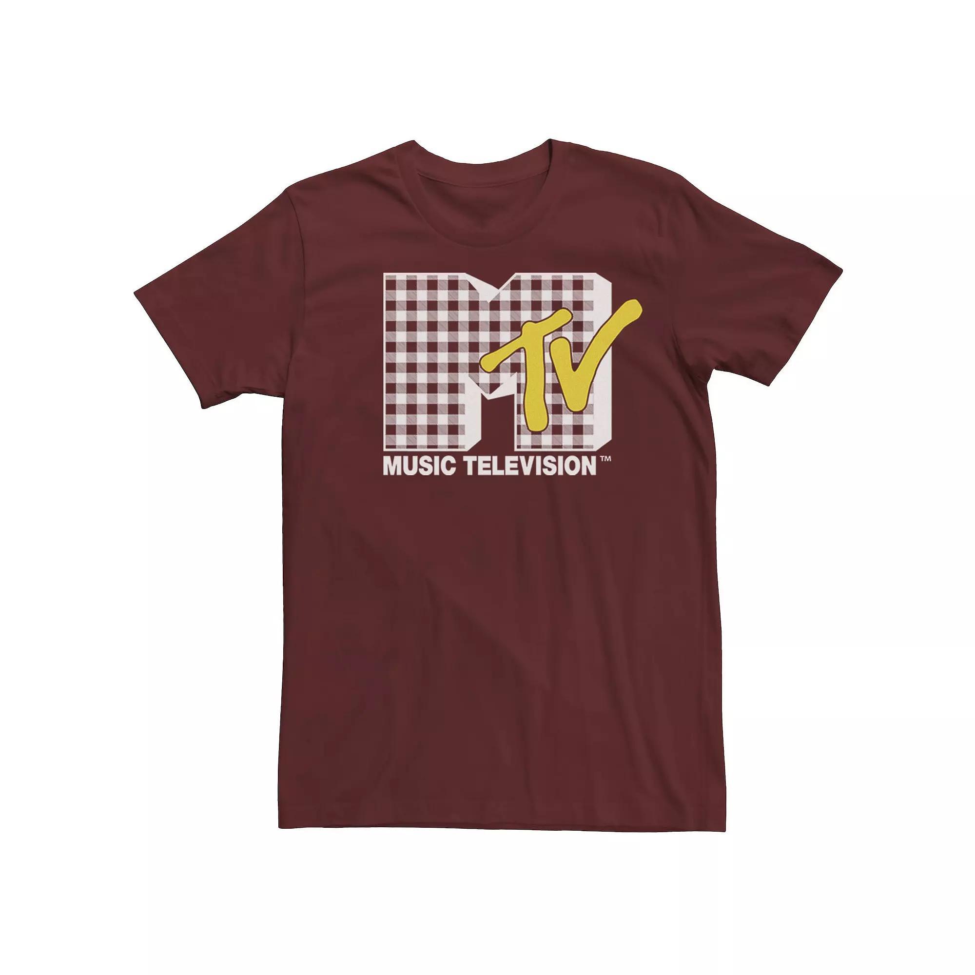 Men's MTV Gingham Style Logo Tee, Size: Medium, Red Product Image