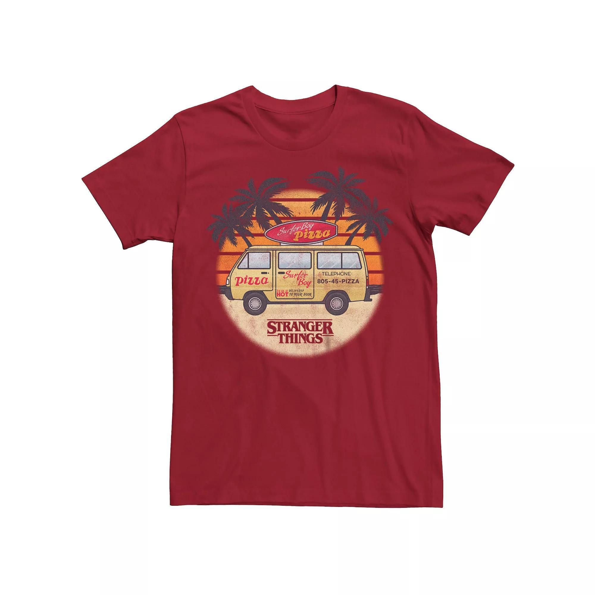 Men's Netflix Stranger Things Surfer Boy Pizza Tee, Size: XXL, Red Product Image