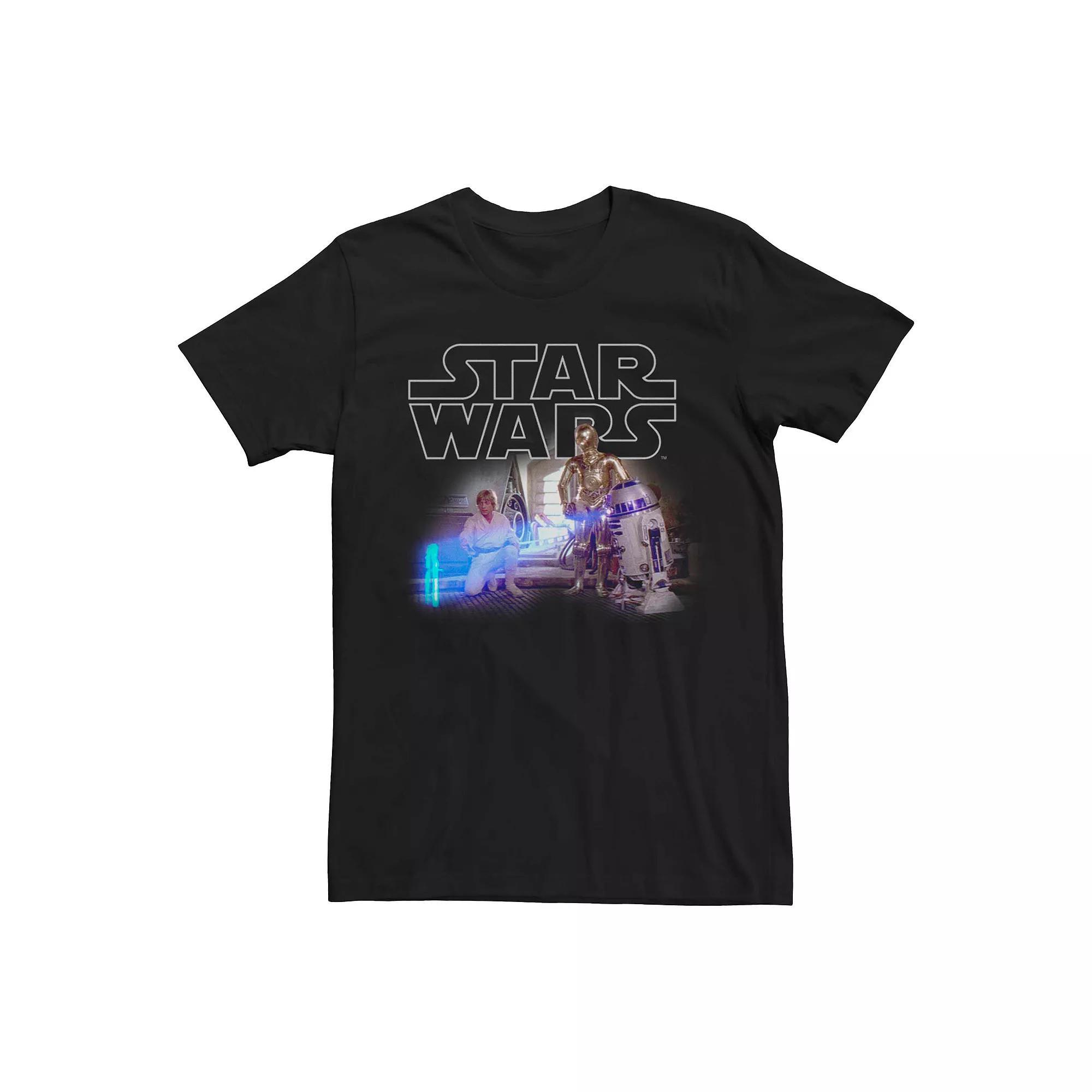 Men's Star Wars Luke Skywalker Hologram Classic Poster Graphic Tee, Size: XXL, Black Product Image