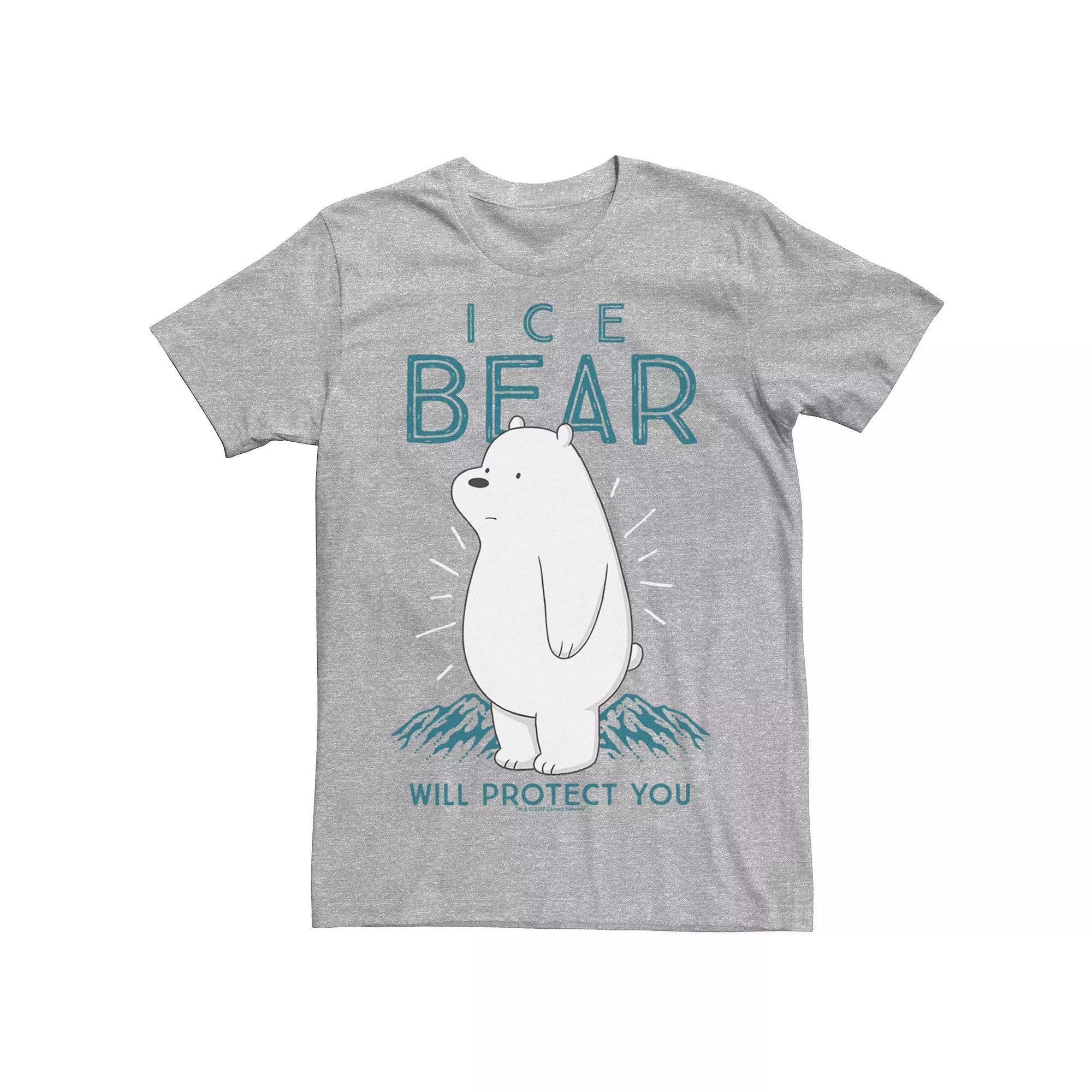 Mens Cartoon Network We Bare Bears Ice Bear Will Protect You Tee Athletic Grey Product Image