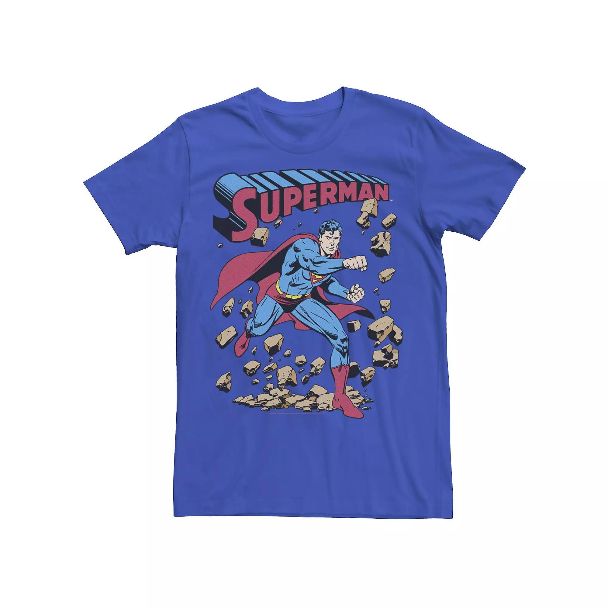 Young Men's DC Comics Superman Smash Rocks Vintage Poster Tee, Size: Medium, Royal Product Image