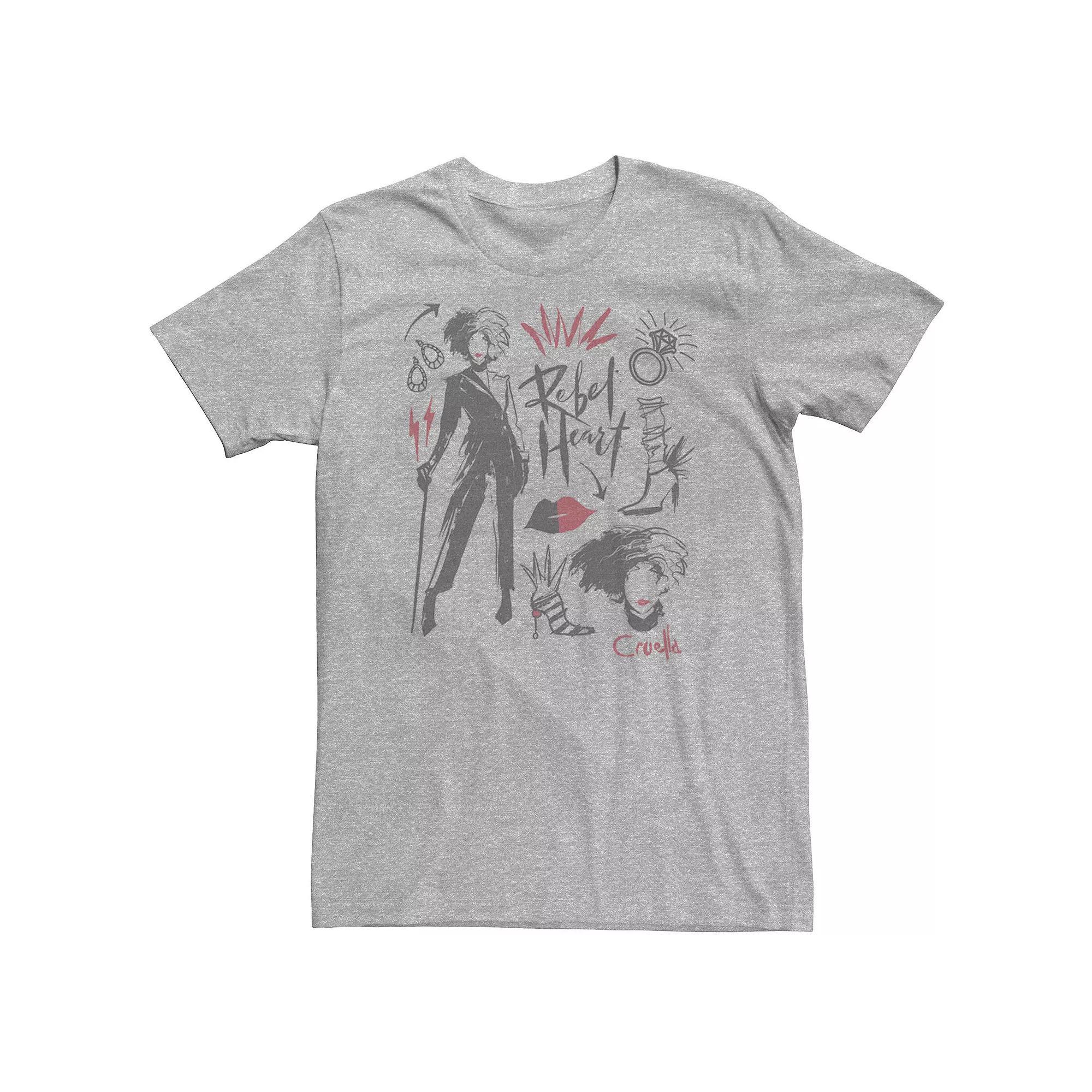 Big & Tall Disney Cruella Rebel Heart Collage Sketches Tee, Men's, Size: 4XL, White Product Image