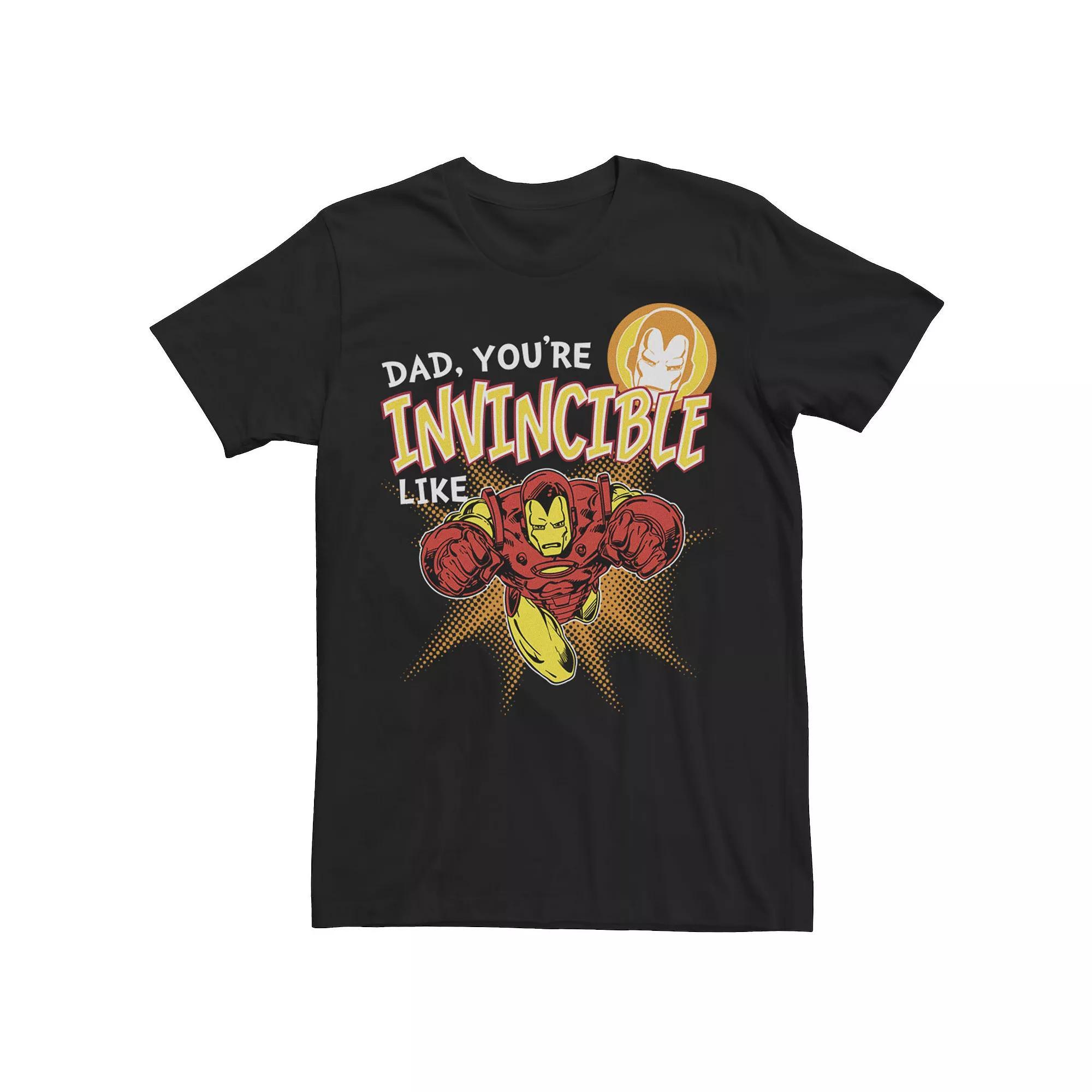 Men's Marvel Iron Man Invincible Dad Father's Day Tee, Size: Medium, Black Product Image