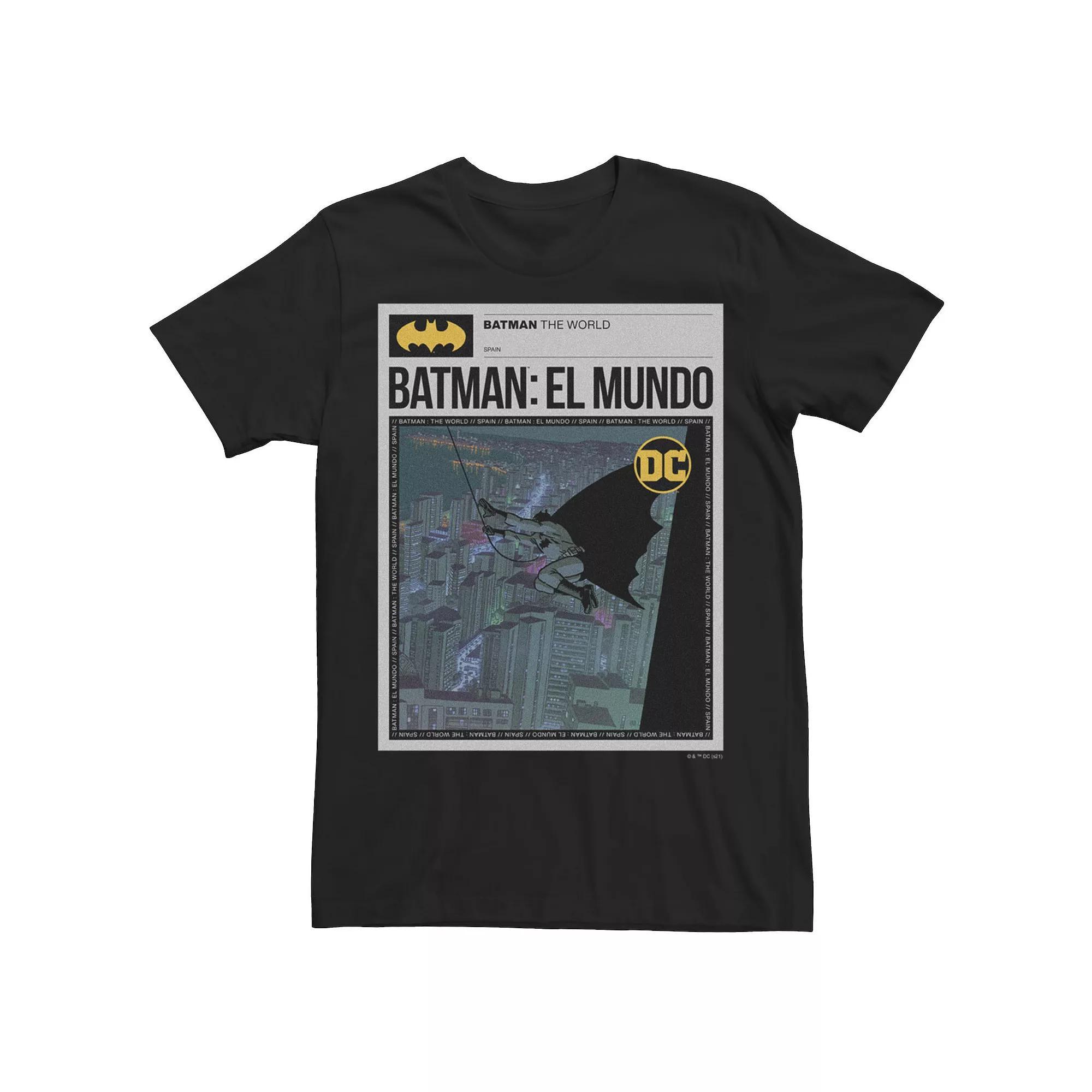 Men's Batman: El Mundo Mexico News Poster Tee, Size: XXL, Black Product Image