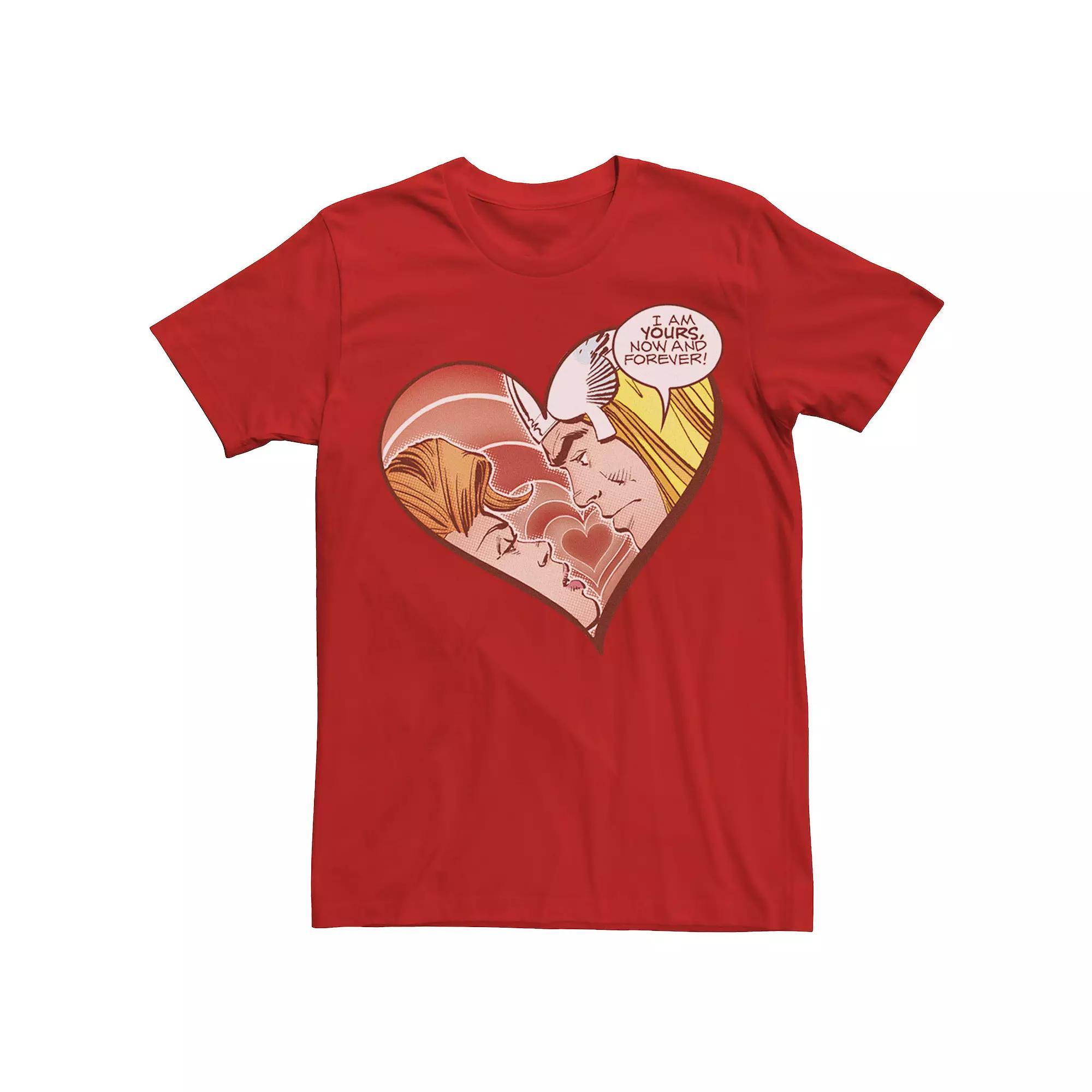Men's Marvel Thor Yours Forever Heart Retro Valentine Tee, Size: XXL, Red Product Image