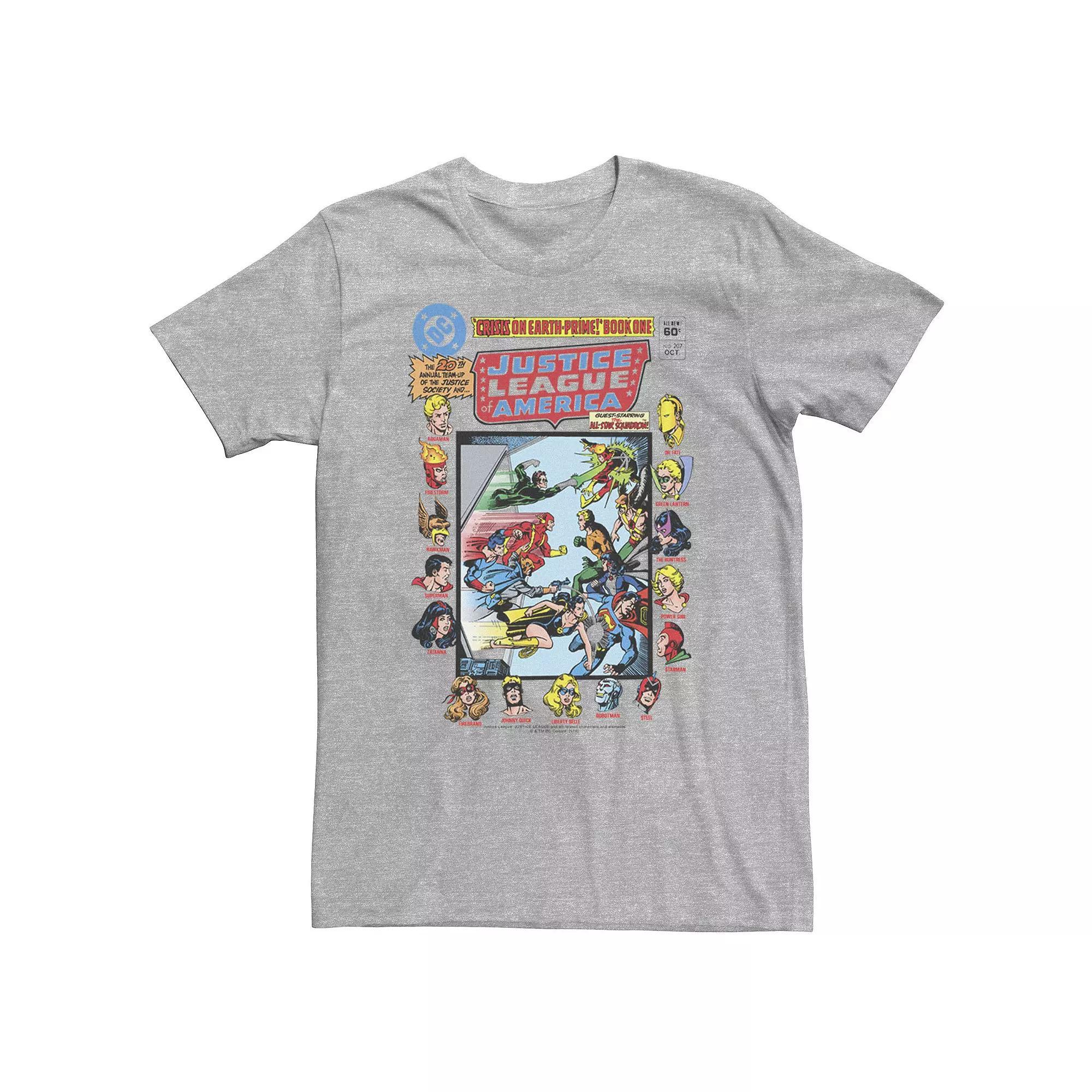 Big & Tall DC Comics Justice League Crisis On Earth Comic Cover Tee, Men's, Size: 5XL, Athletic Grey Product Image