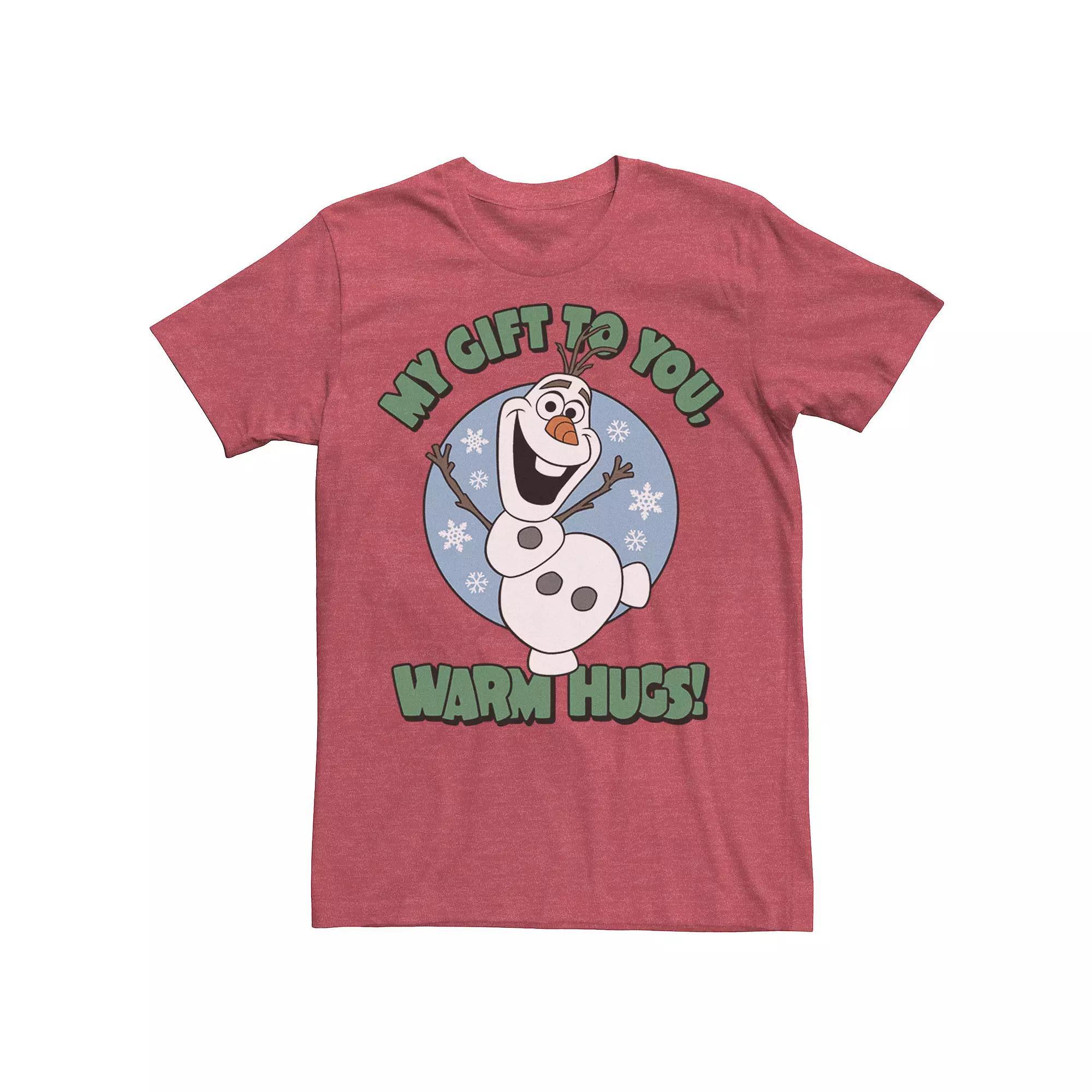 Disneys Frozen Olaf My Gift To You Warm Hugs Portrait Mens Tee Red Grey Product Image