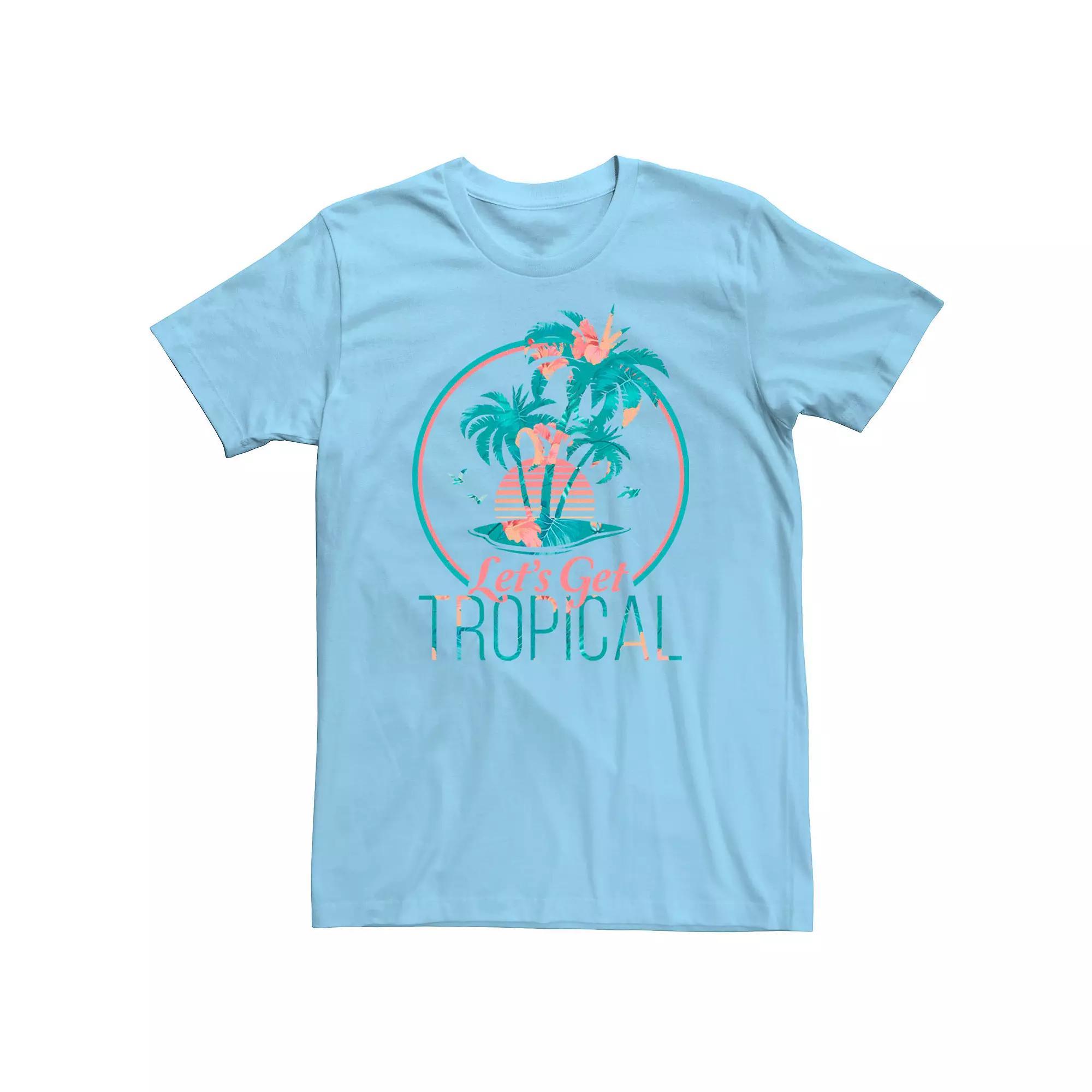 Men's Let's Get Tropical Island Floral Fill Tee, Size: Small, Light Blue Product Image