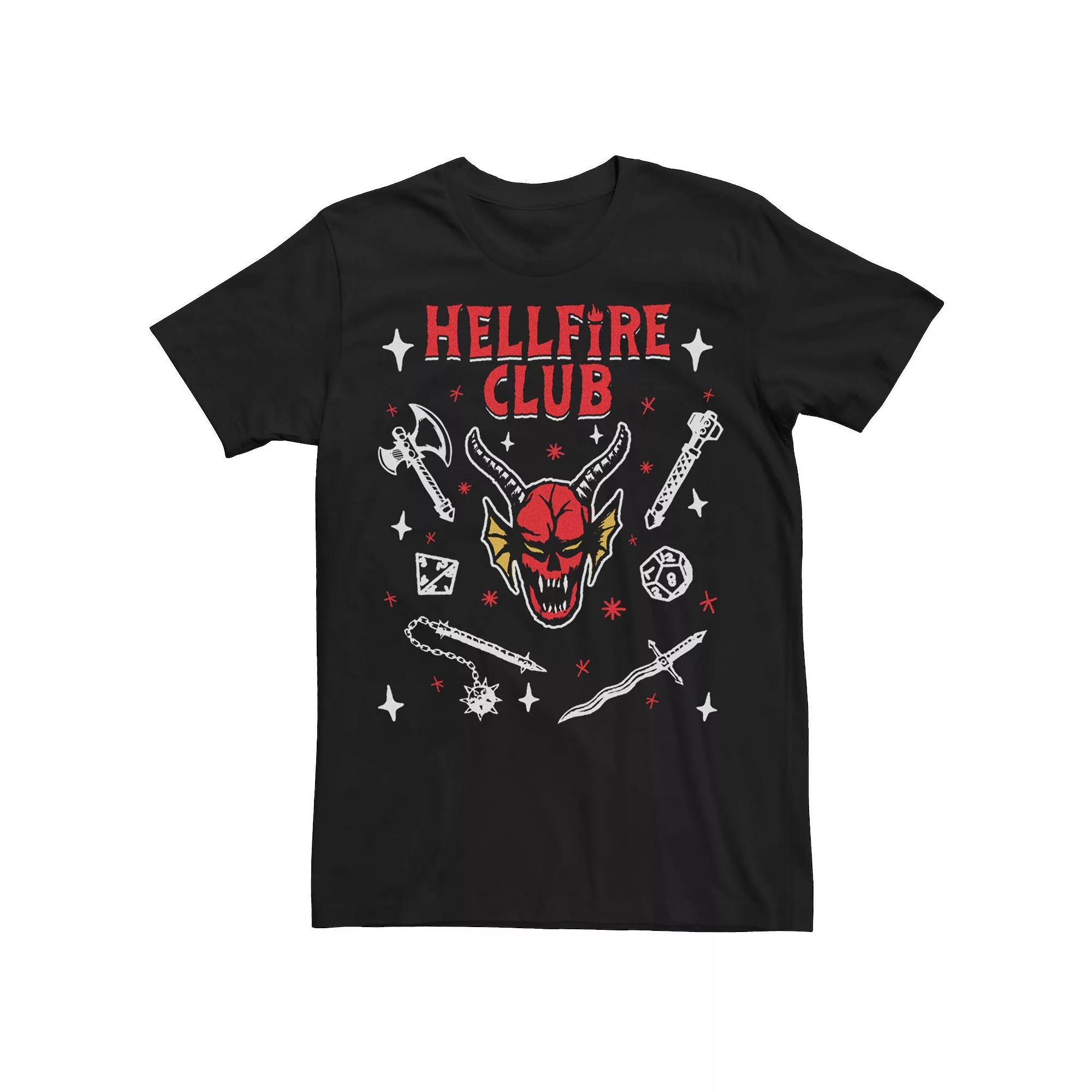 Men's Netflix - Stranger Things The Hellfire Club Mace Dagger Axe Tee, Size: XL, Black Product Image