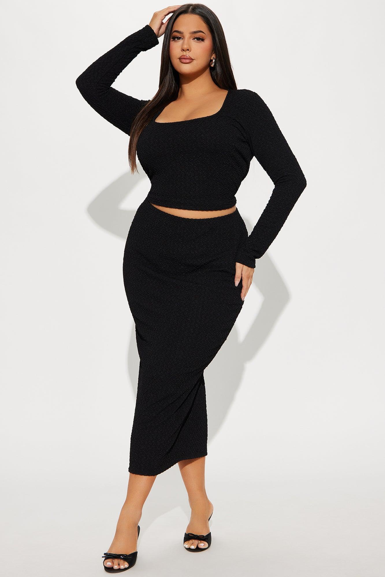 Reina Textured Skirt Set - Black Product Image