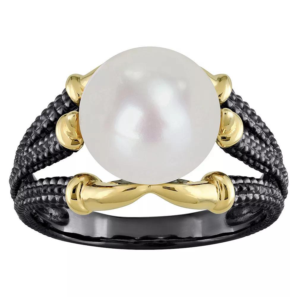 Stella Grace Men's 18k Gold Over Silver Freshwater Cultured Pearl Multi-Shank Ring, Size: 12, Two Tone Product Image