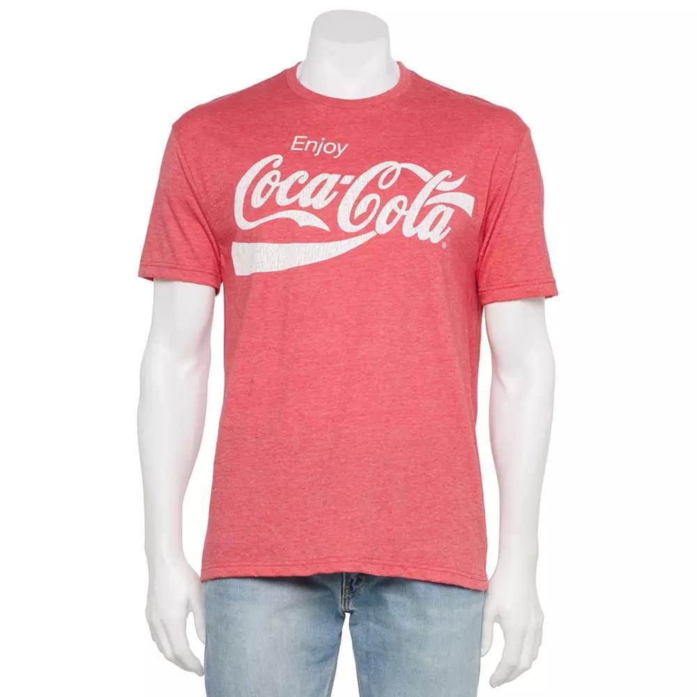Men's Coca-Cola Logo Graphic Tee, Size: Large, Grey Red Product Image