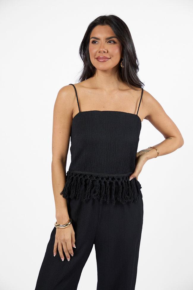 Pretty In Paradise Black Tassel Detail Top SALE Product Image