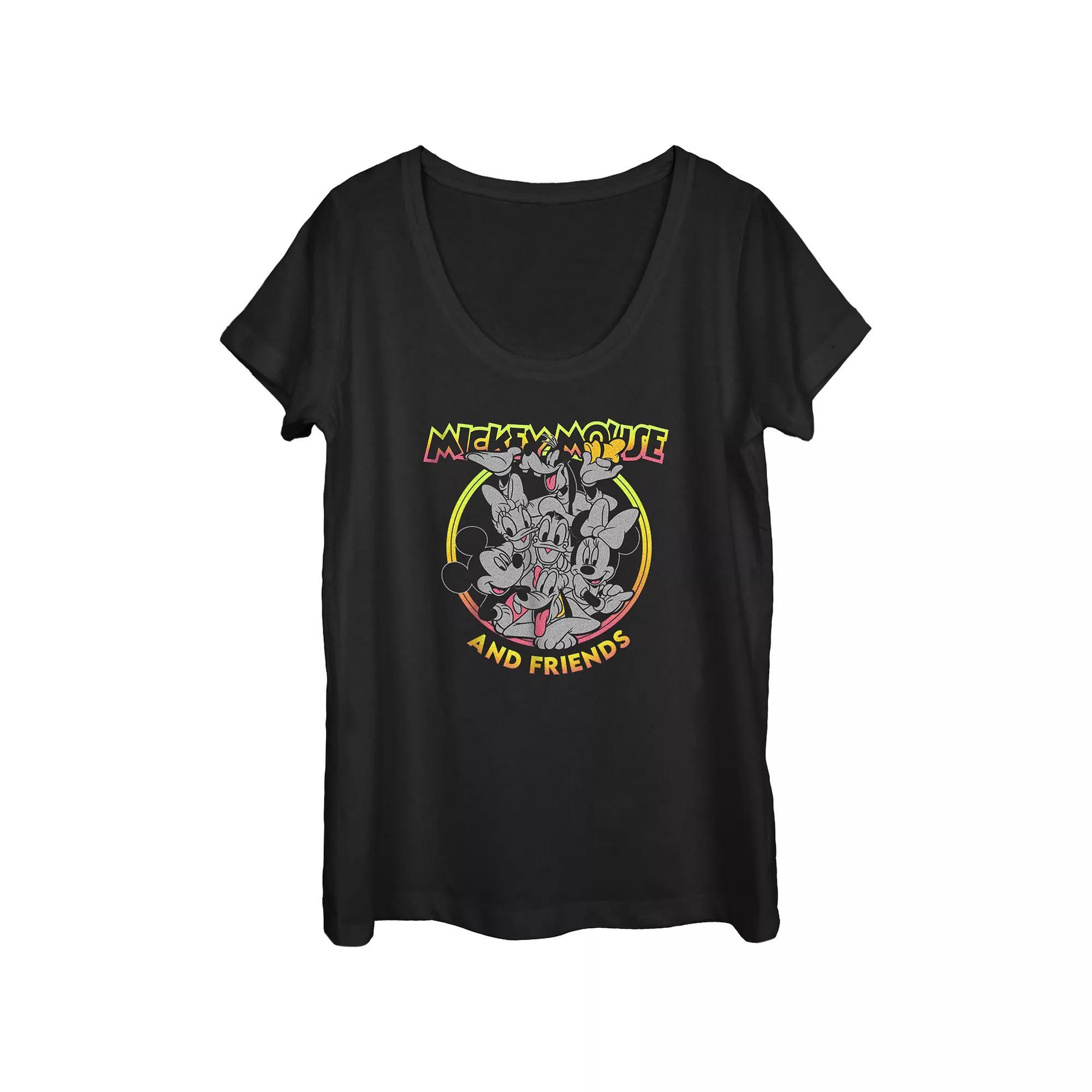 Disney's Mickey Mouse Bright Pals Scoop Neck Juniors' Graphic Tee, Women's, Size: Medium, Black Product Image