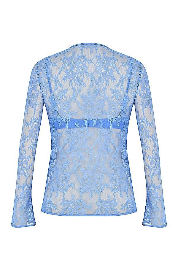 Clara  blue satin bias cut midi skirt Product Image