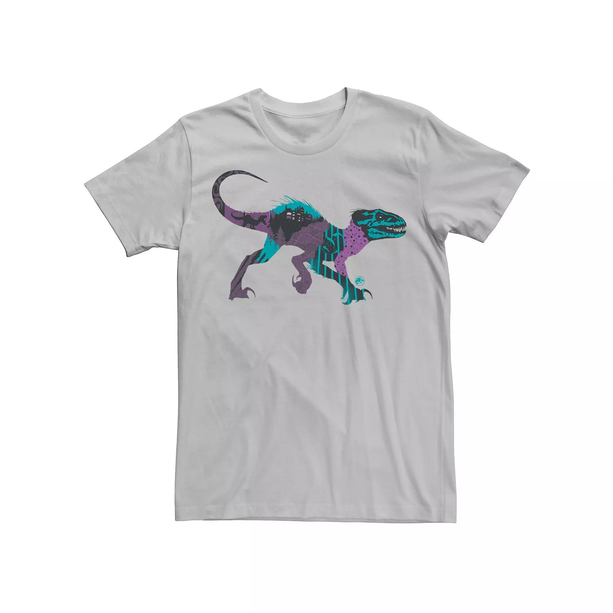 Mens Jurassic World Raptor DNA Scene Fill Tee Athletic Grey Product Image