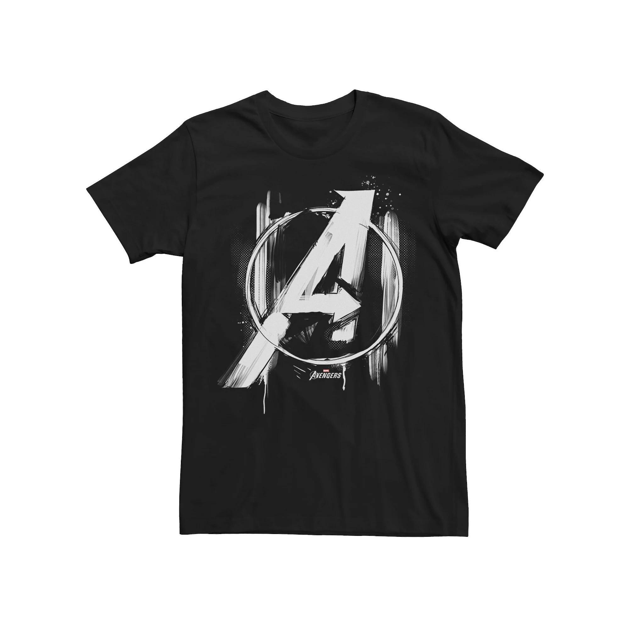 Men's Marvel Painted Avengers Symbol Tee, Size: Medium, Black Product Image