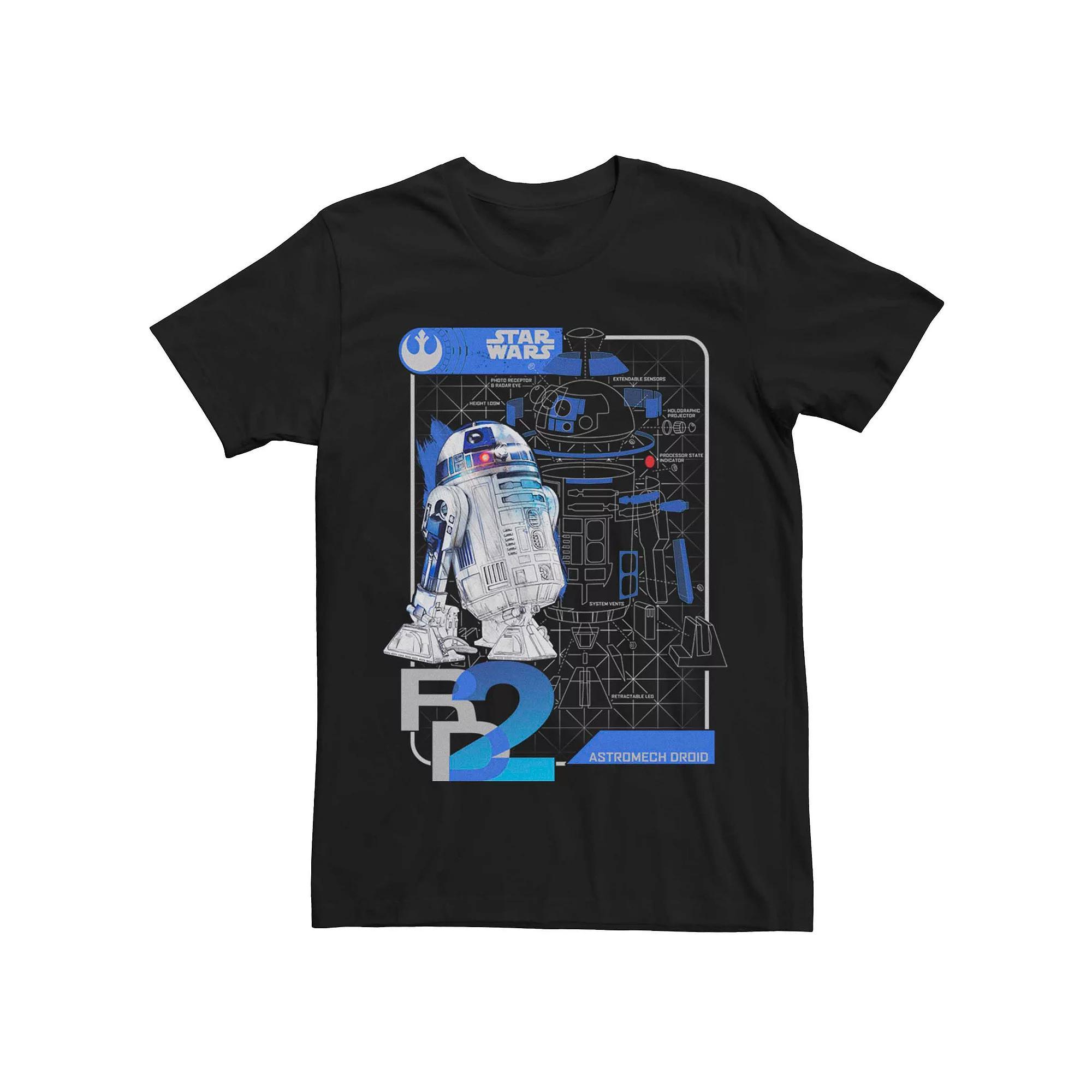 Men's Star Wars R2-D2 Schematic Print Poster Tee, Size: XXL, Black Product Image