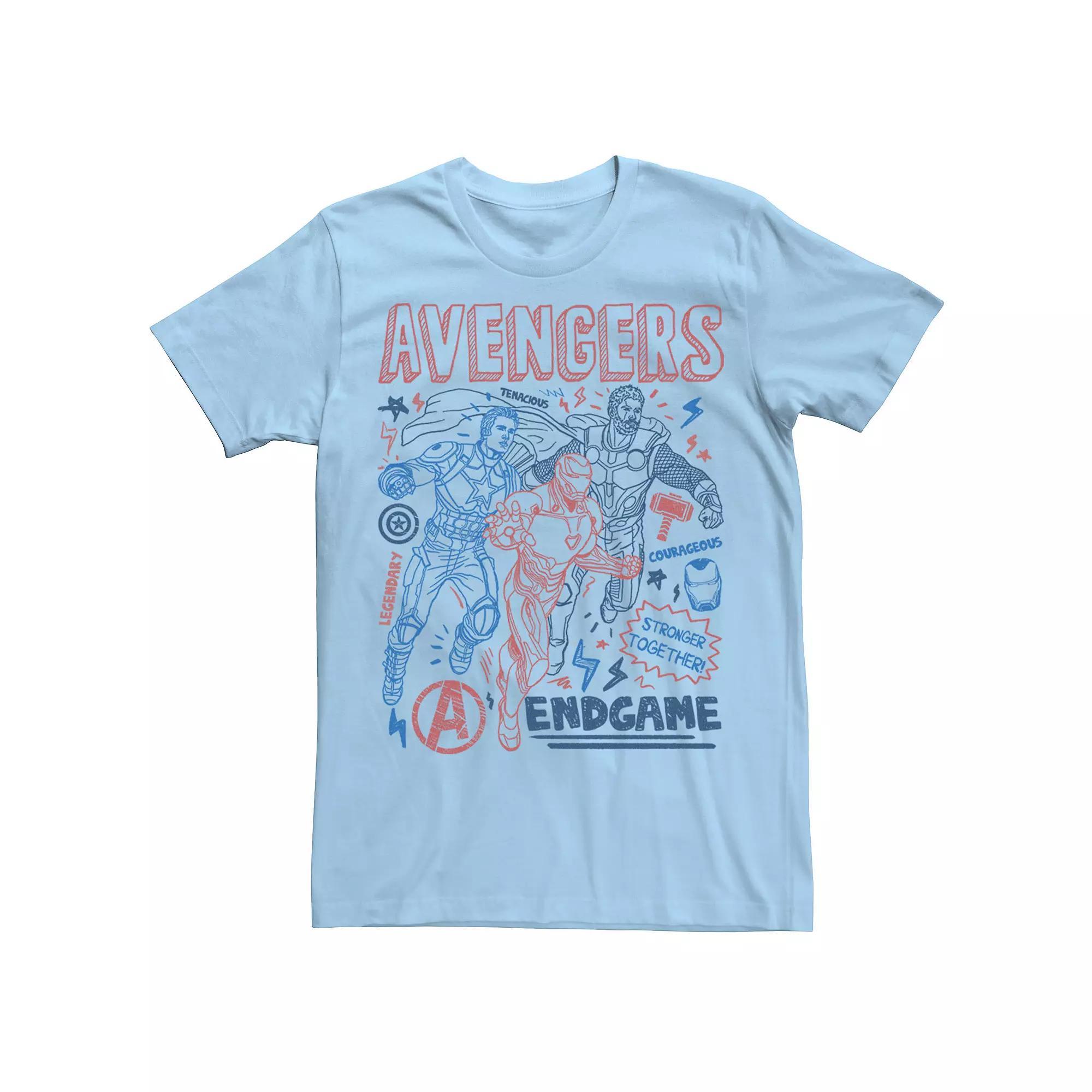 Men's Marvel Avengers Endgame Doodle Collage Logo Tee, Size: 3XL, Light Blue Product Image
