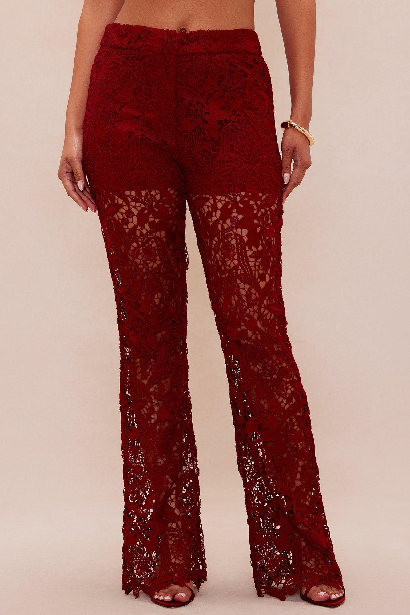 Brandi Lace Pant - Burgundy Product Image