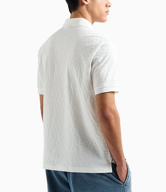 Armani Exchange Allover Logo Jacquard Short Sleeve Polo Shirt Product Image