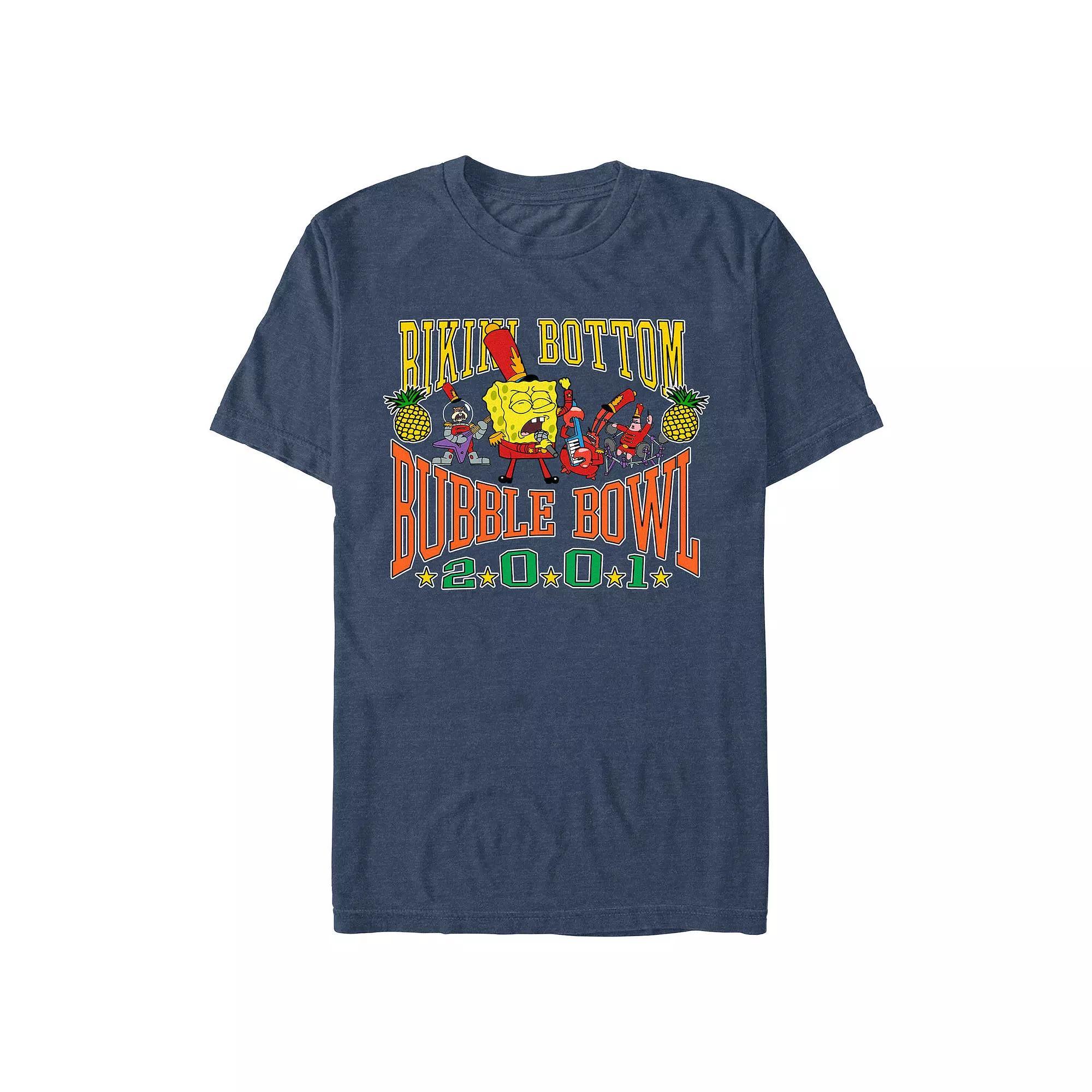 Men's SpongeBob SquarePants Bubble Bowl 2001 Graphic Tee, Size: XXL, Navy Grey Product Image