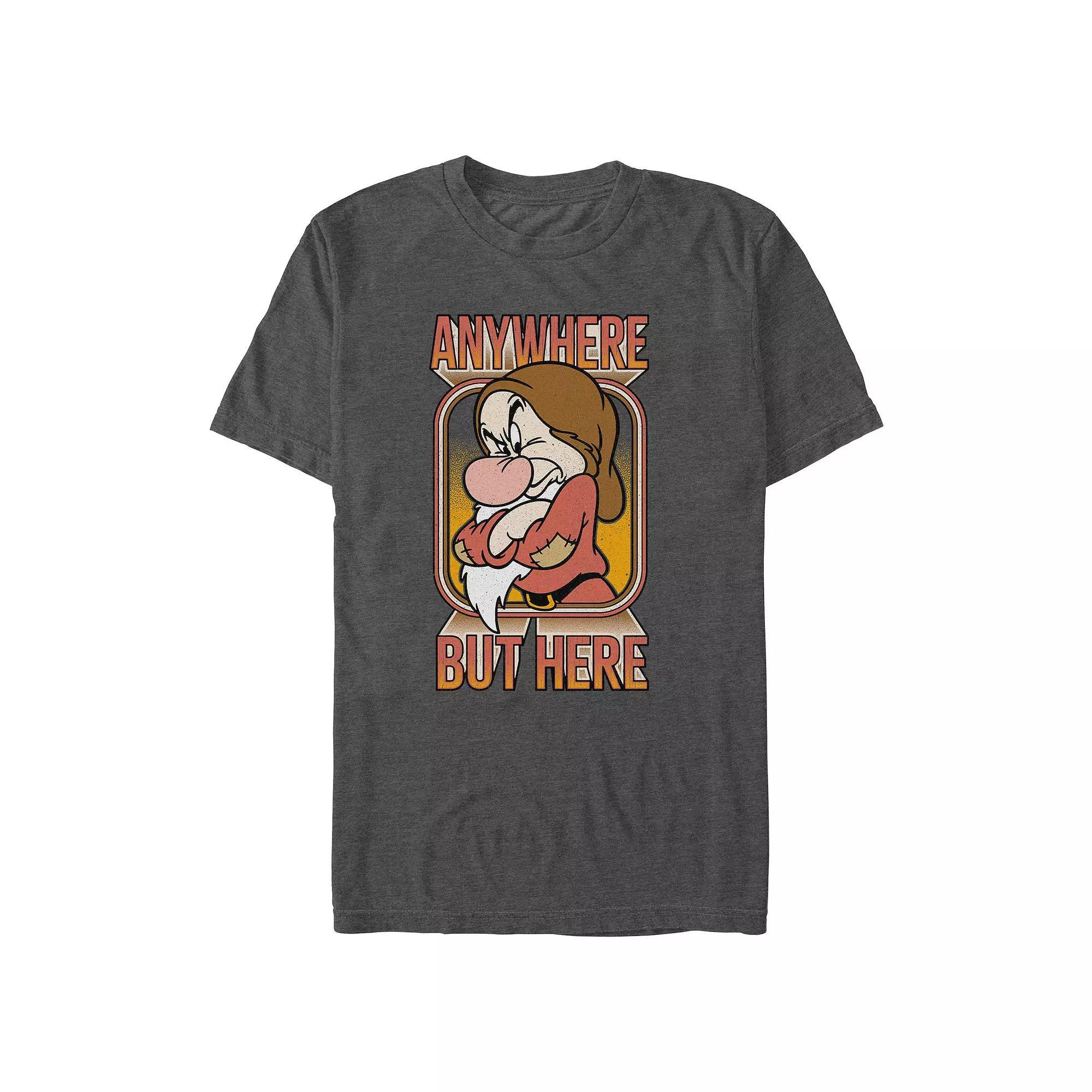 Disney's Snow White And The Seven DwarfsAnywhere But Here Men's Graphic Tee, Size: XXL, Grey Heather Product Image