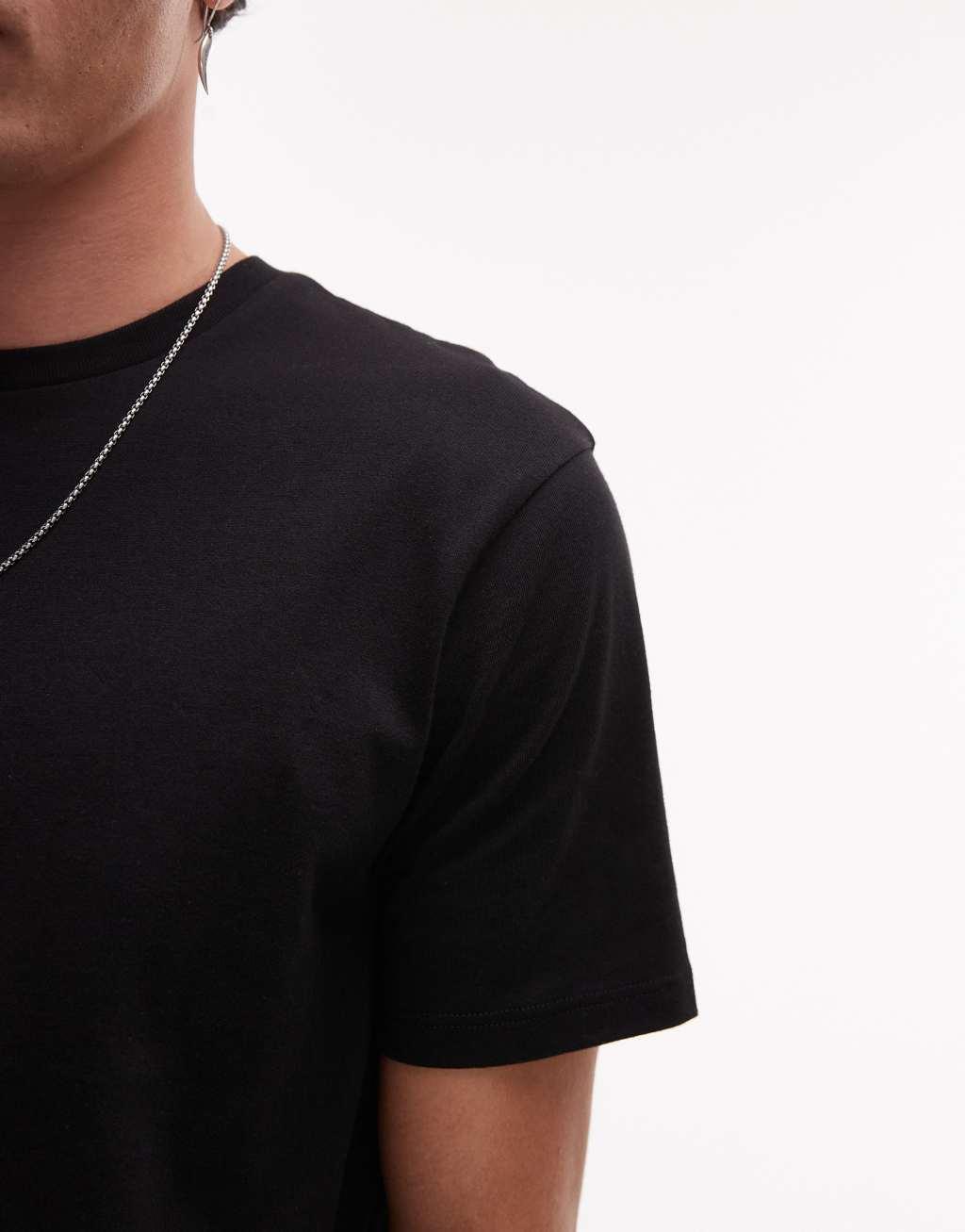 Topman 3 pack regular fit t-shirt in black, khaki and burgundy Product Image
