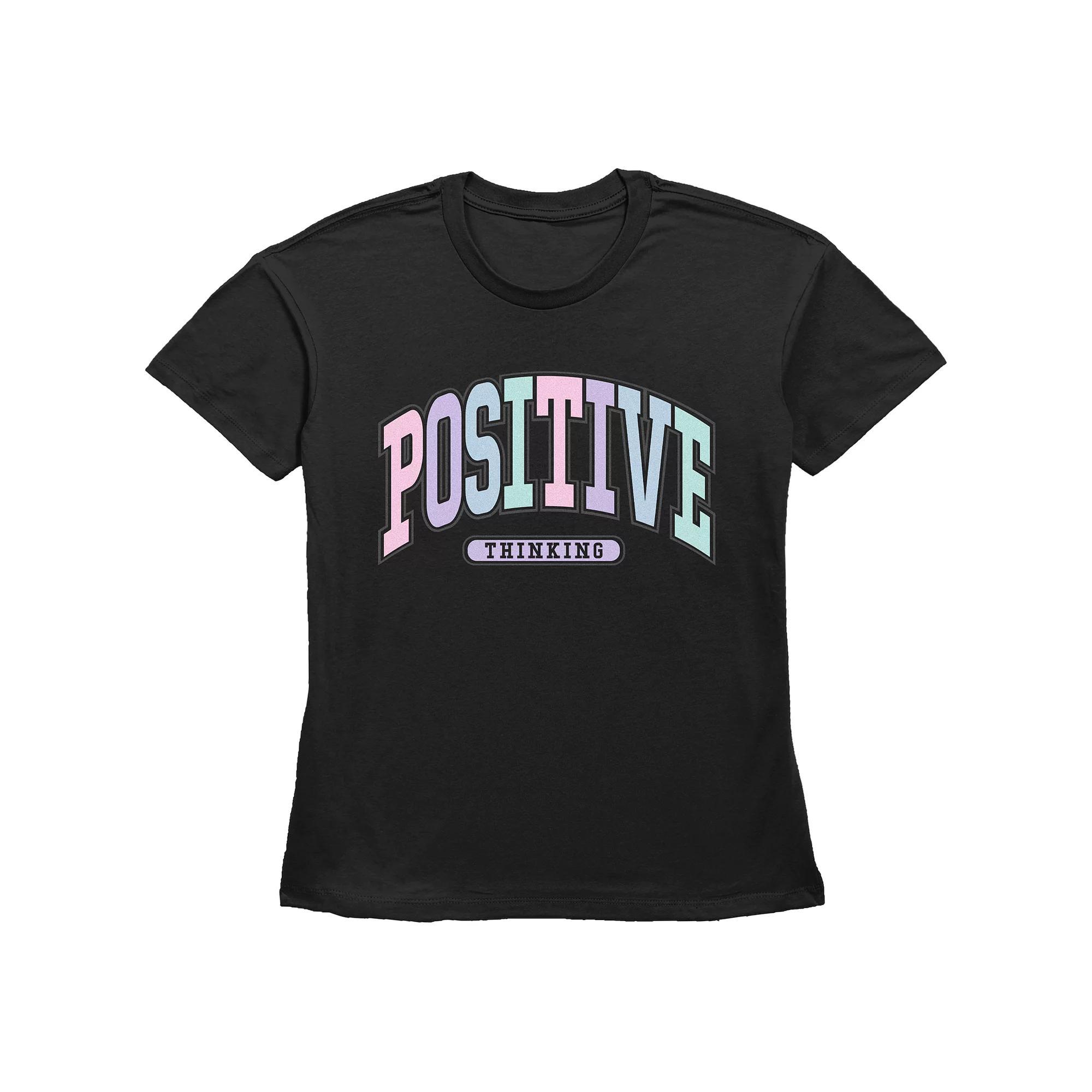 Women's Positive Thinking Basic Fit Tee, Girl's, Size: Small, Black Product Image