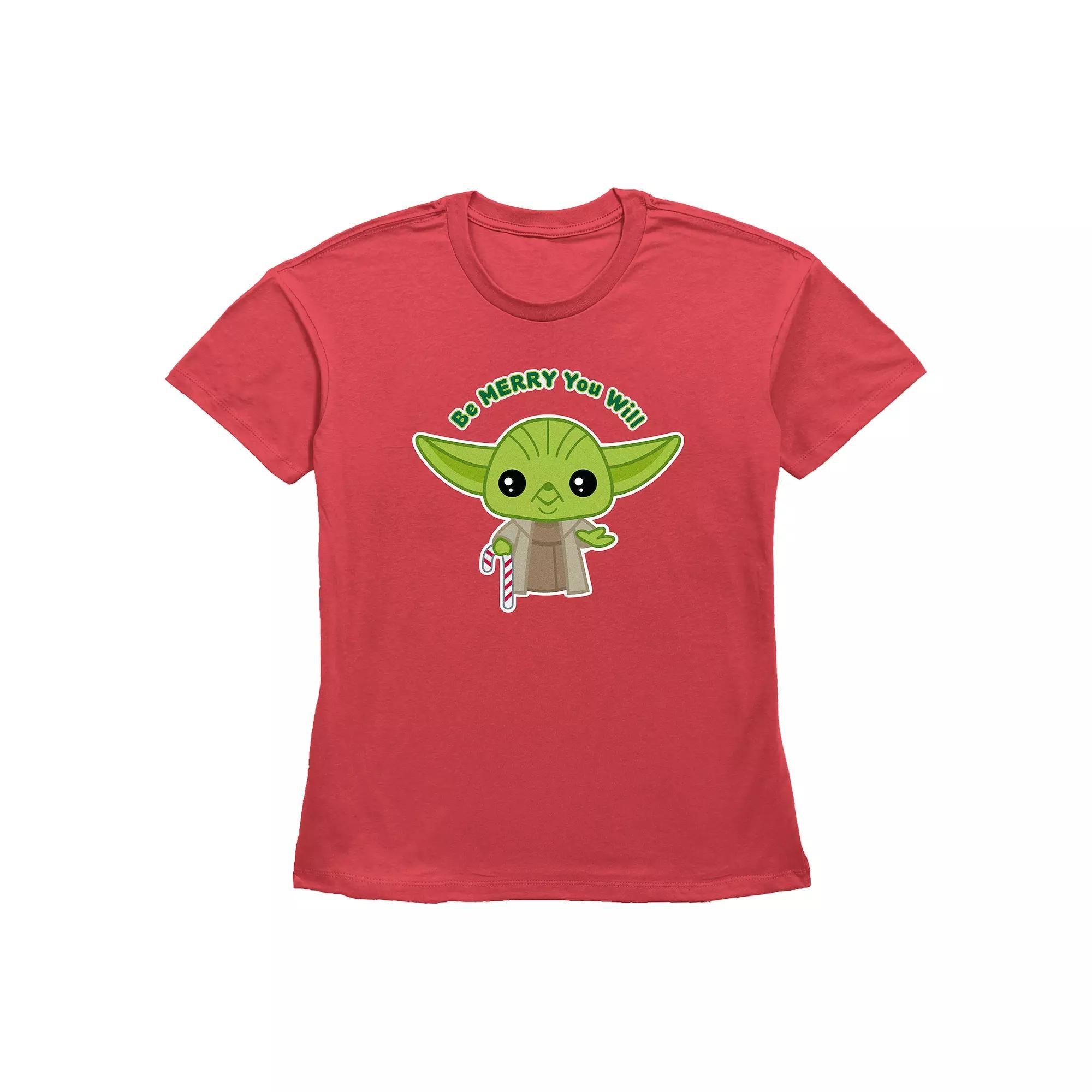 Women's Star Wars Yoda Be Merry You Will Graphic Tee, Size: XL, Red Product Image