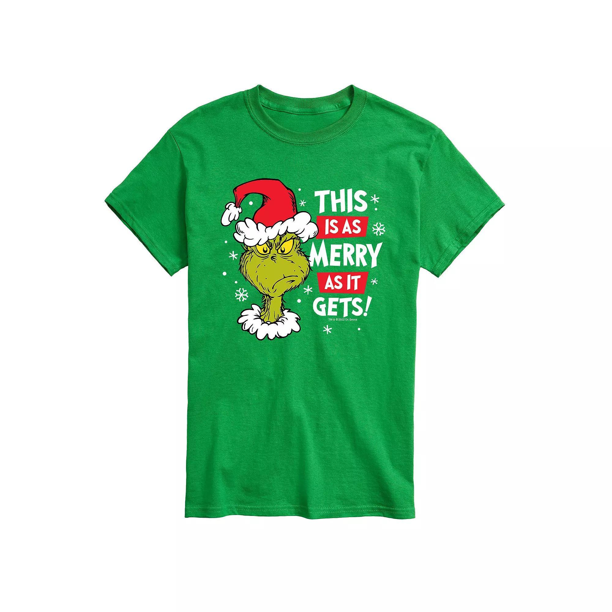 Men's Dr. Seuss Grinch This Is As Merry As It Gets Tee, Size: XL, Green Product Image
